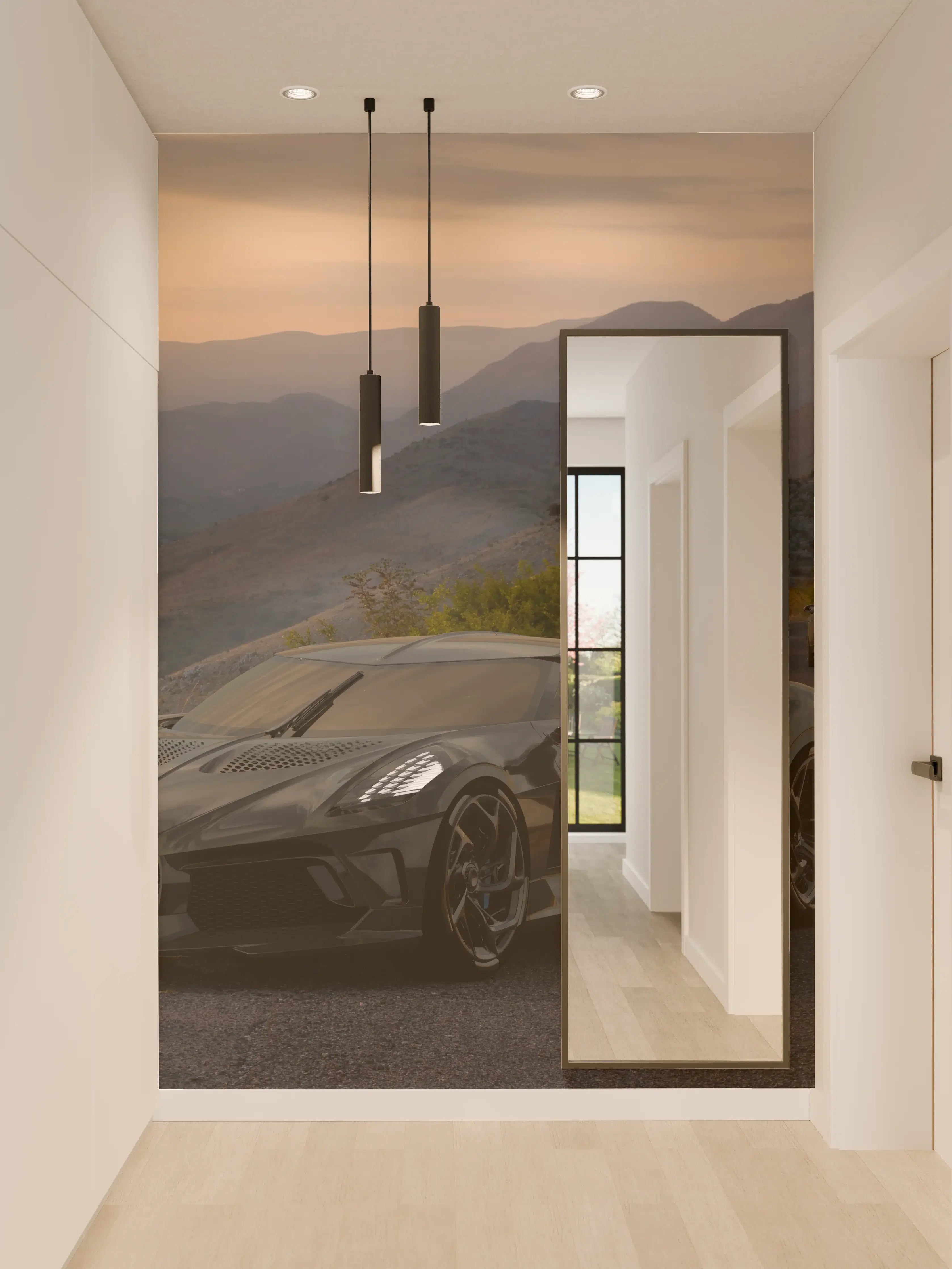 Wandverkleidung Flur - Bugatti La Voiture Noire auf einer Straße am Meer