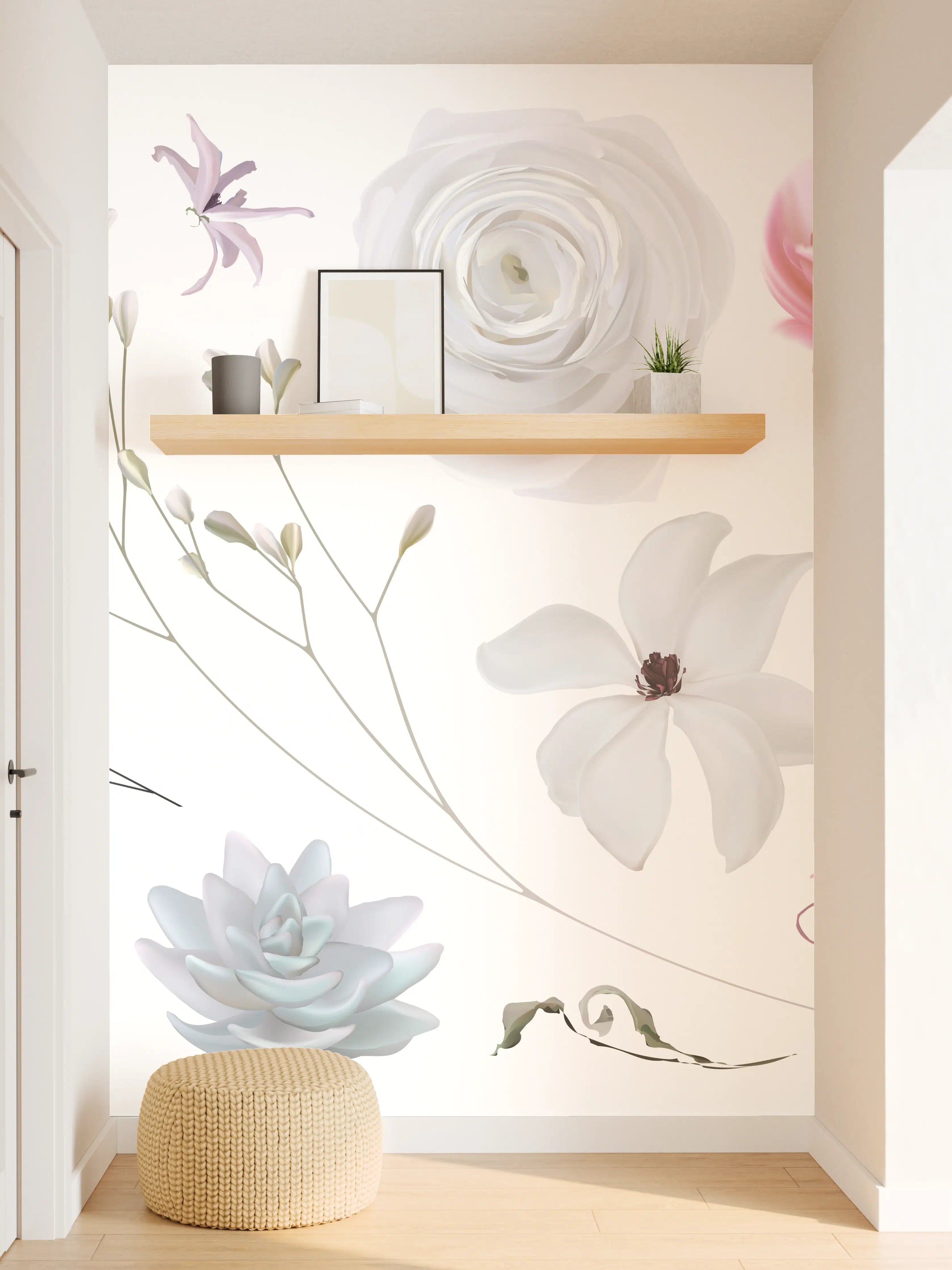 Wandverkleidung Flur - Bunte Blumenillustrationen Set