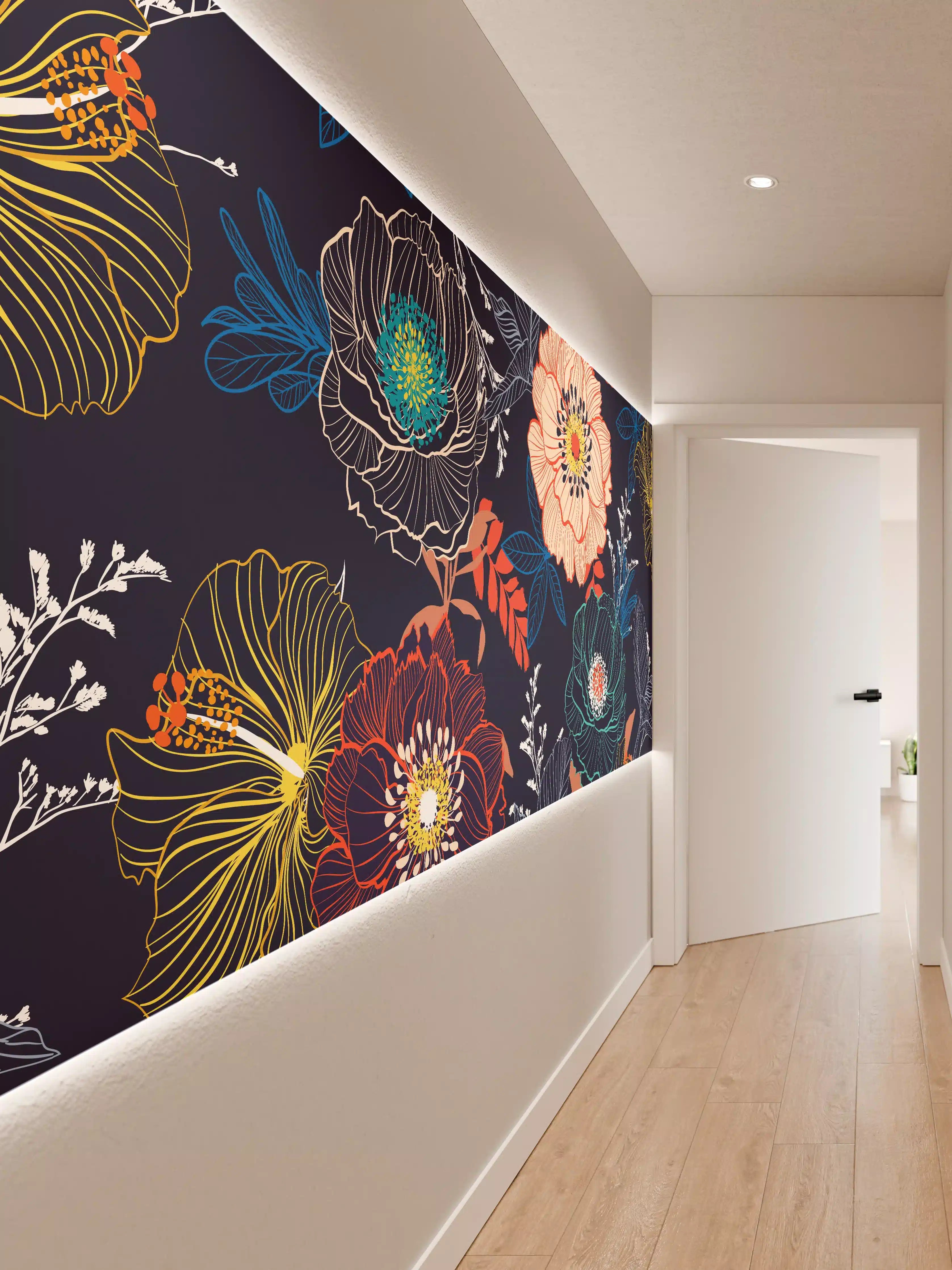 Wandverkleidung Flur - Bunte Blumenkunst