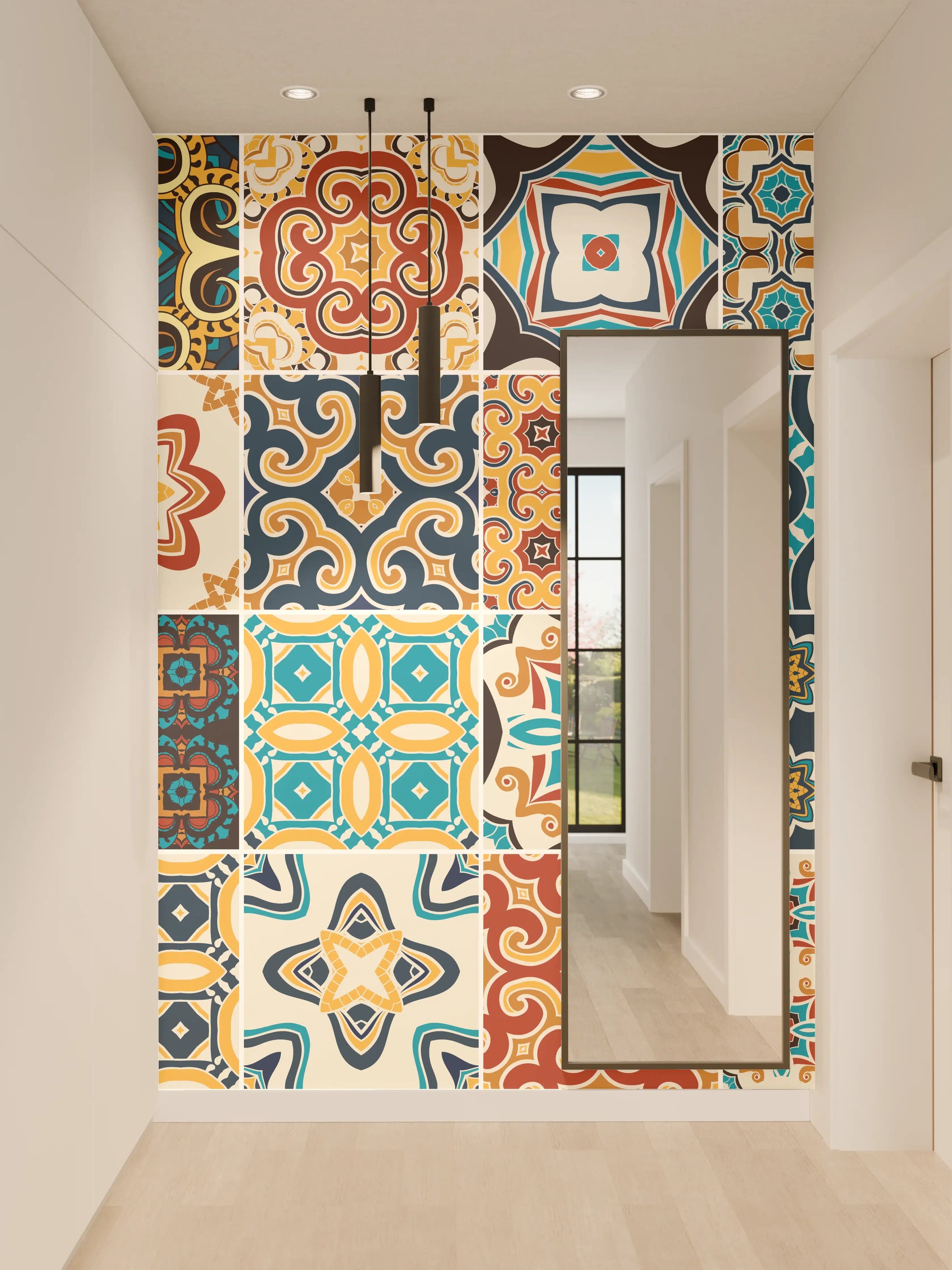 Wandverkleidung Flur - Bunte Fliesen Mosaik Designs