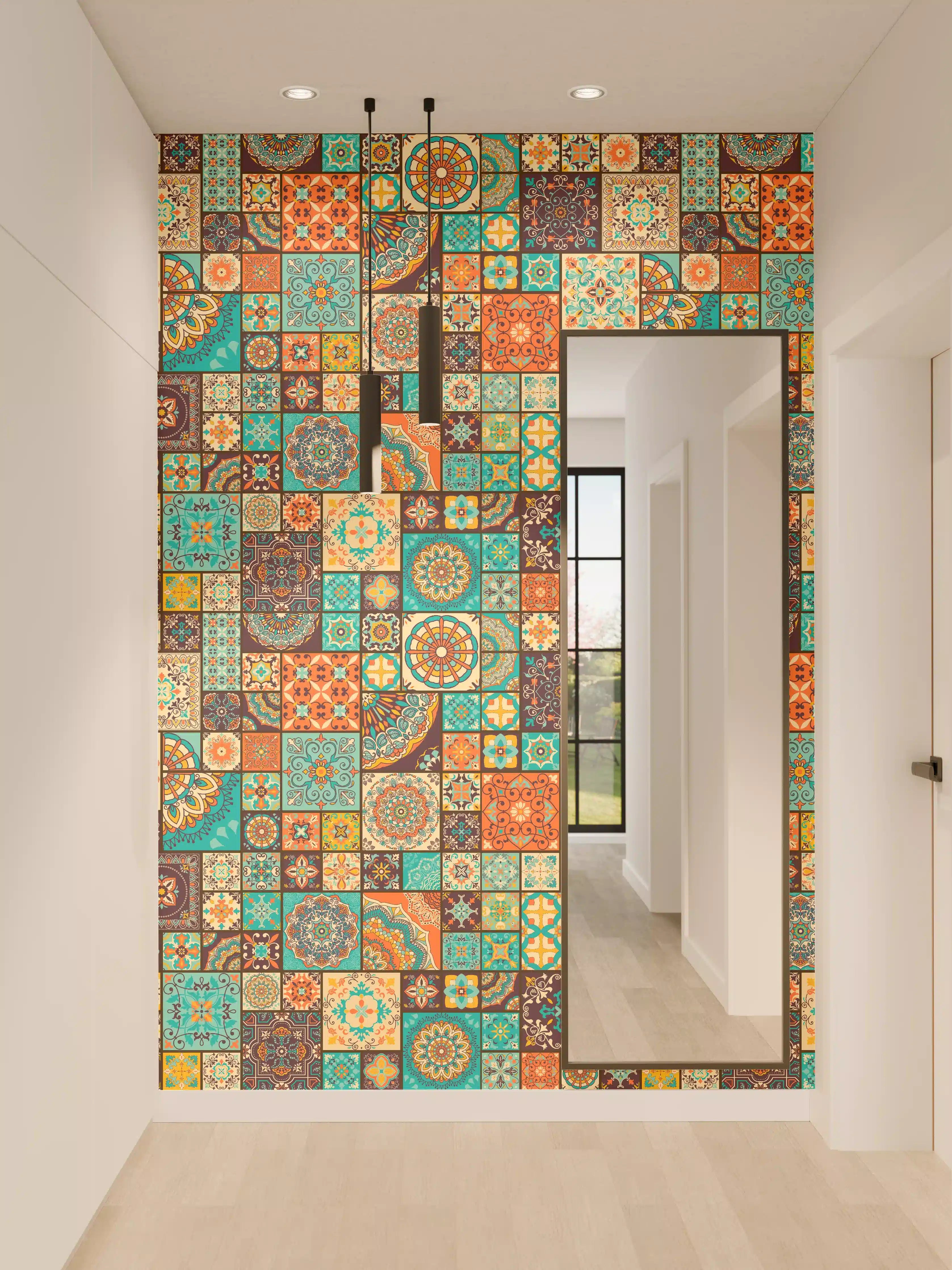 Wandverkleidung Flur - Bunte Fliesenmuster – Dekoratives Mosaikdesign