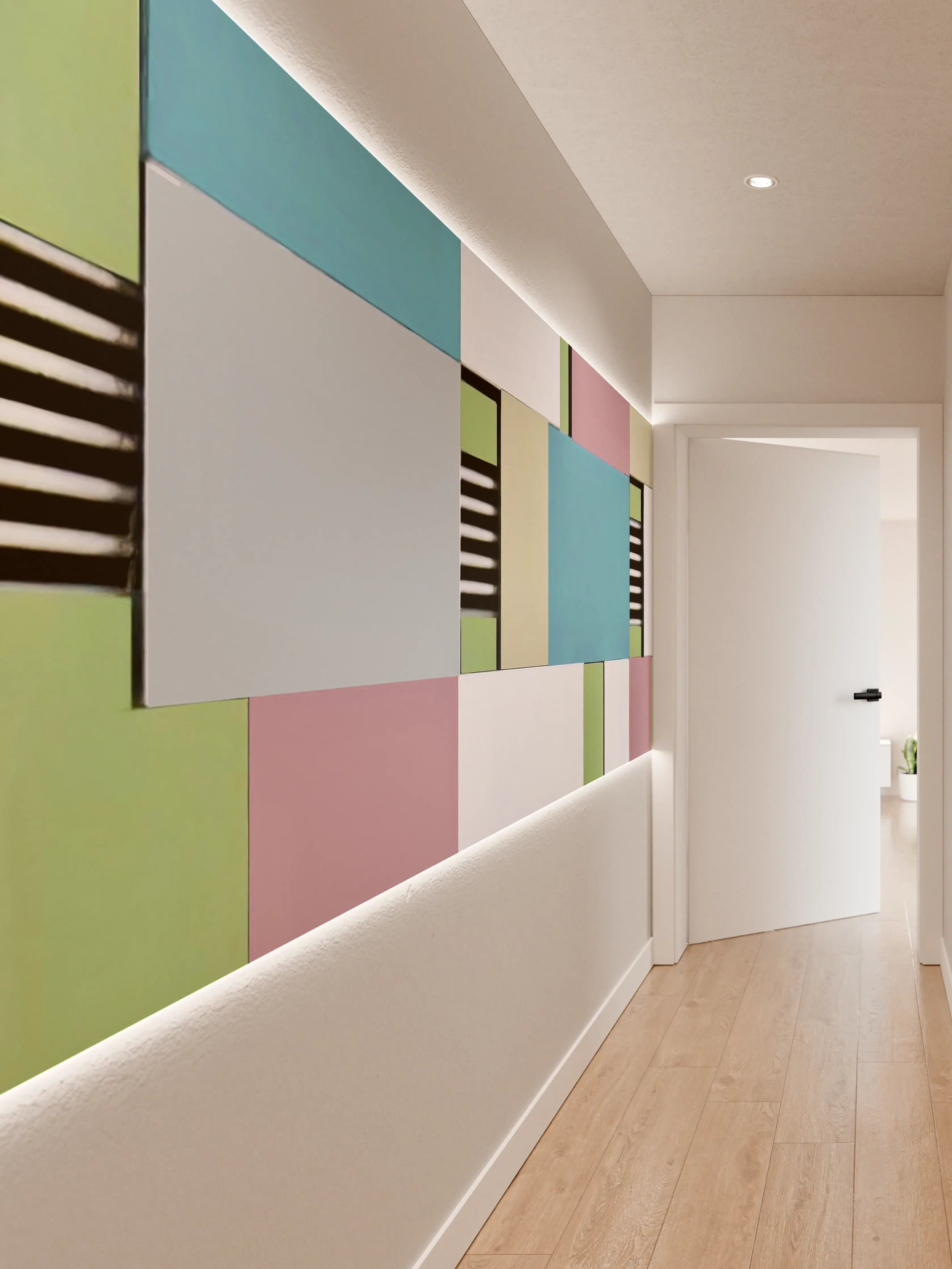 Wandverkleidung Flur - Bunte Geometrische Fassadenkunst