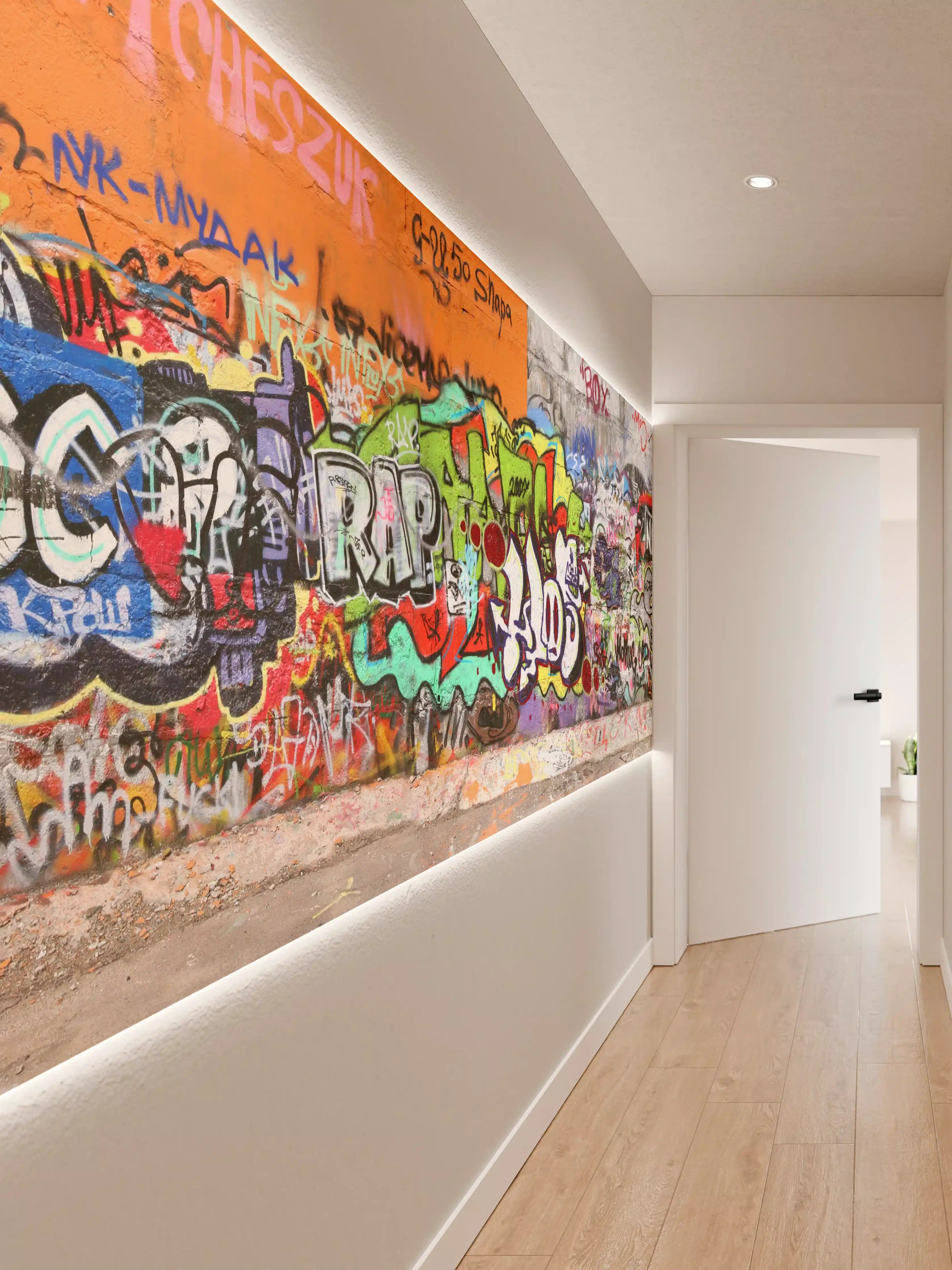 Wandverkleidung Flur - Bunte Graffiti-Kunst Wand
