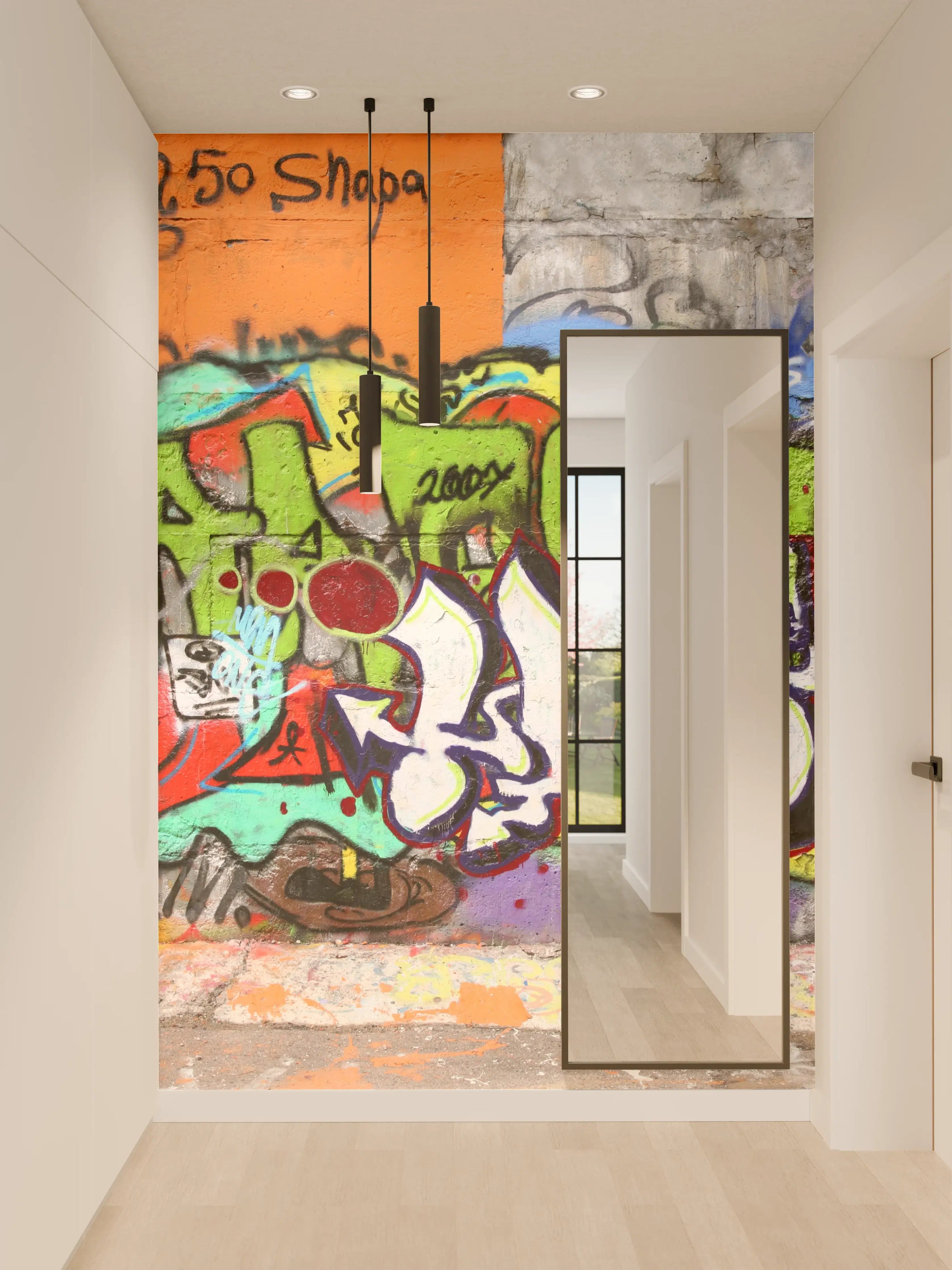 Wandverkleidung Flur - Bunte Graffiti-Kunst Wand