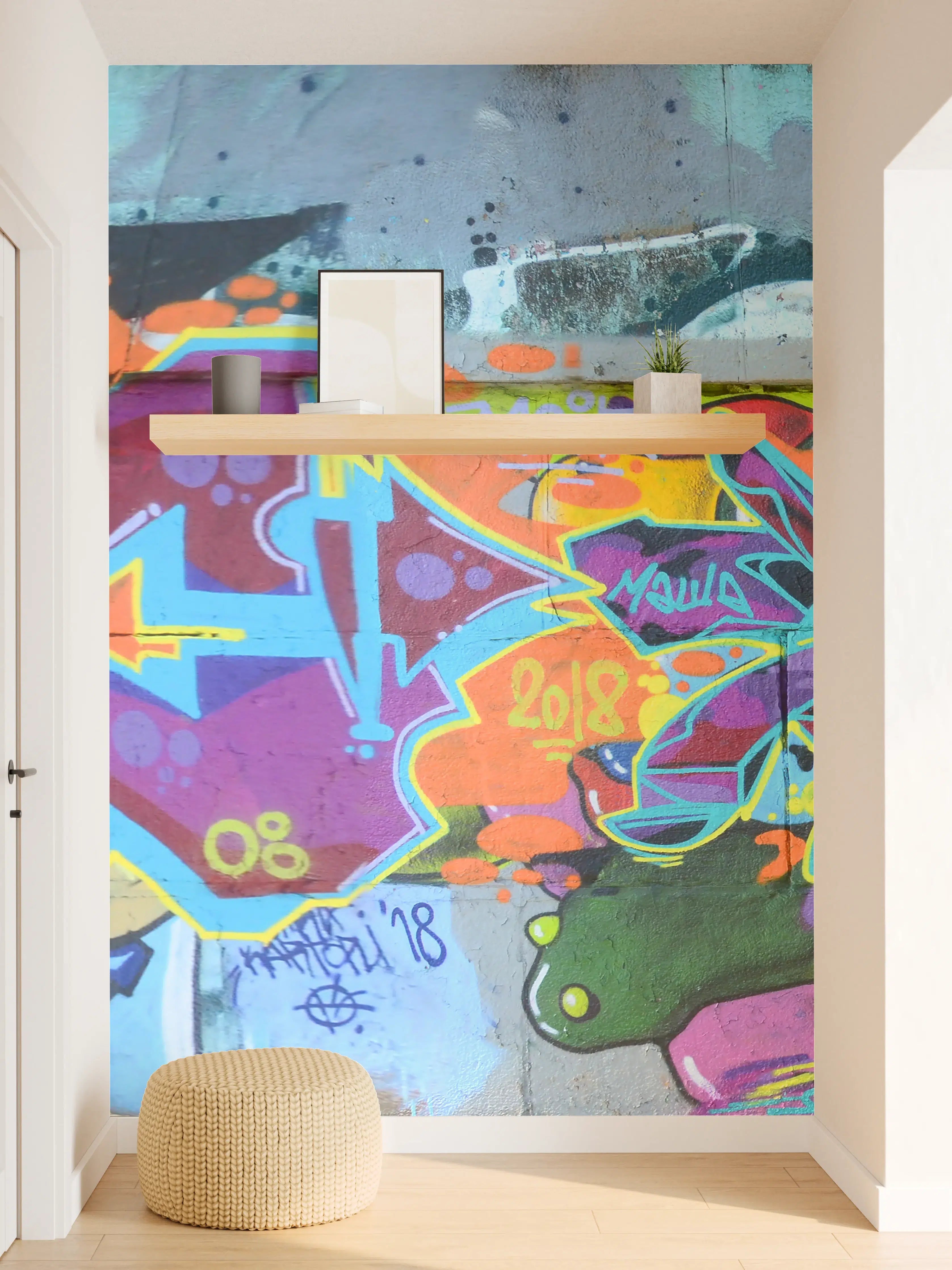 Wandverkleidung Flur - Bunte Graffiti-Wandkunst