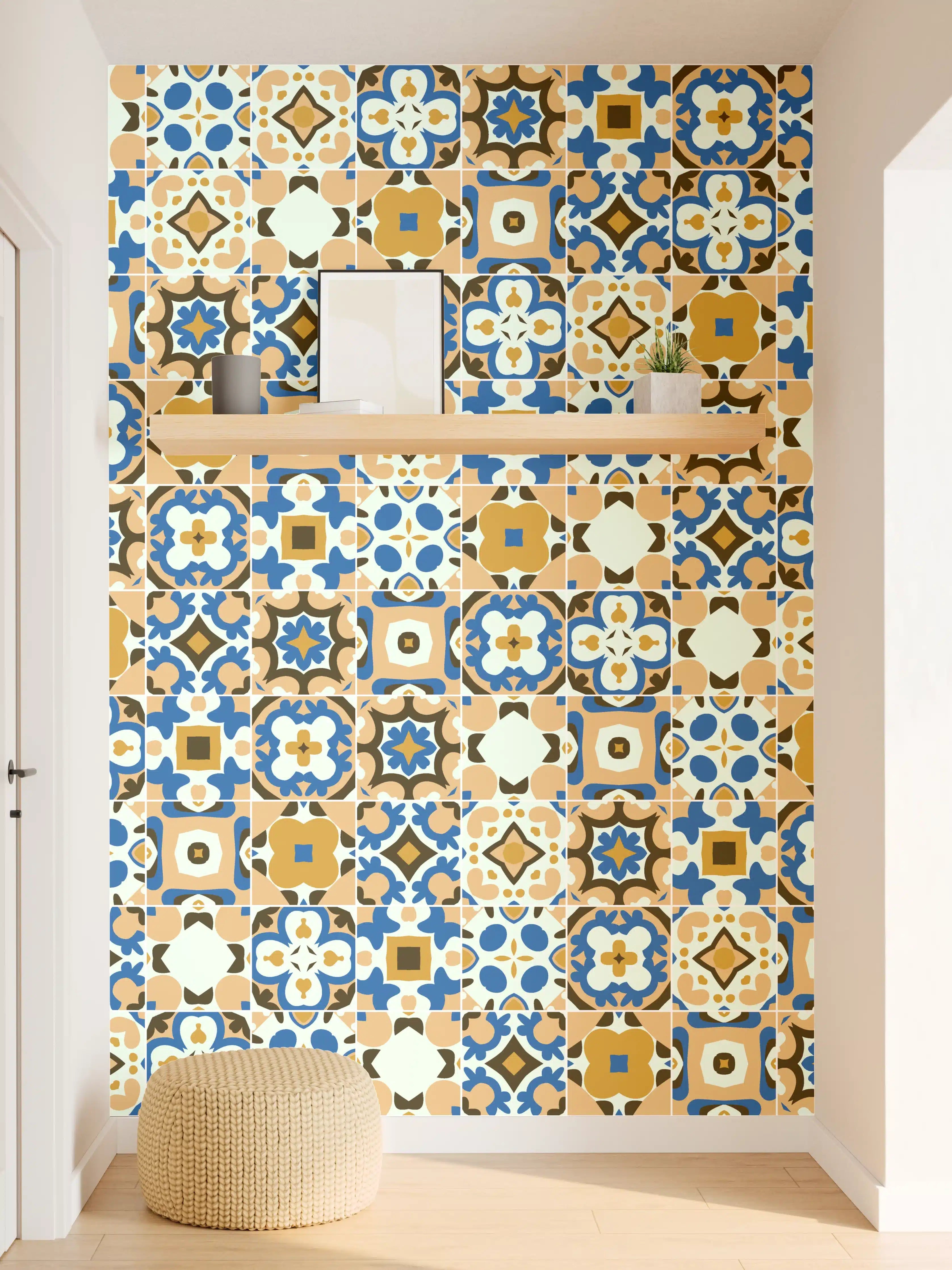 Wandverkleidung Flur - Bunte Mosaikfliesen im detailreichen Design