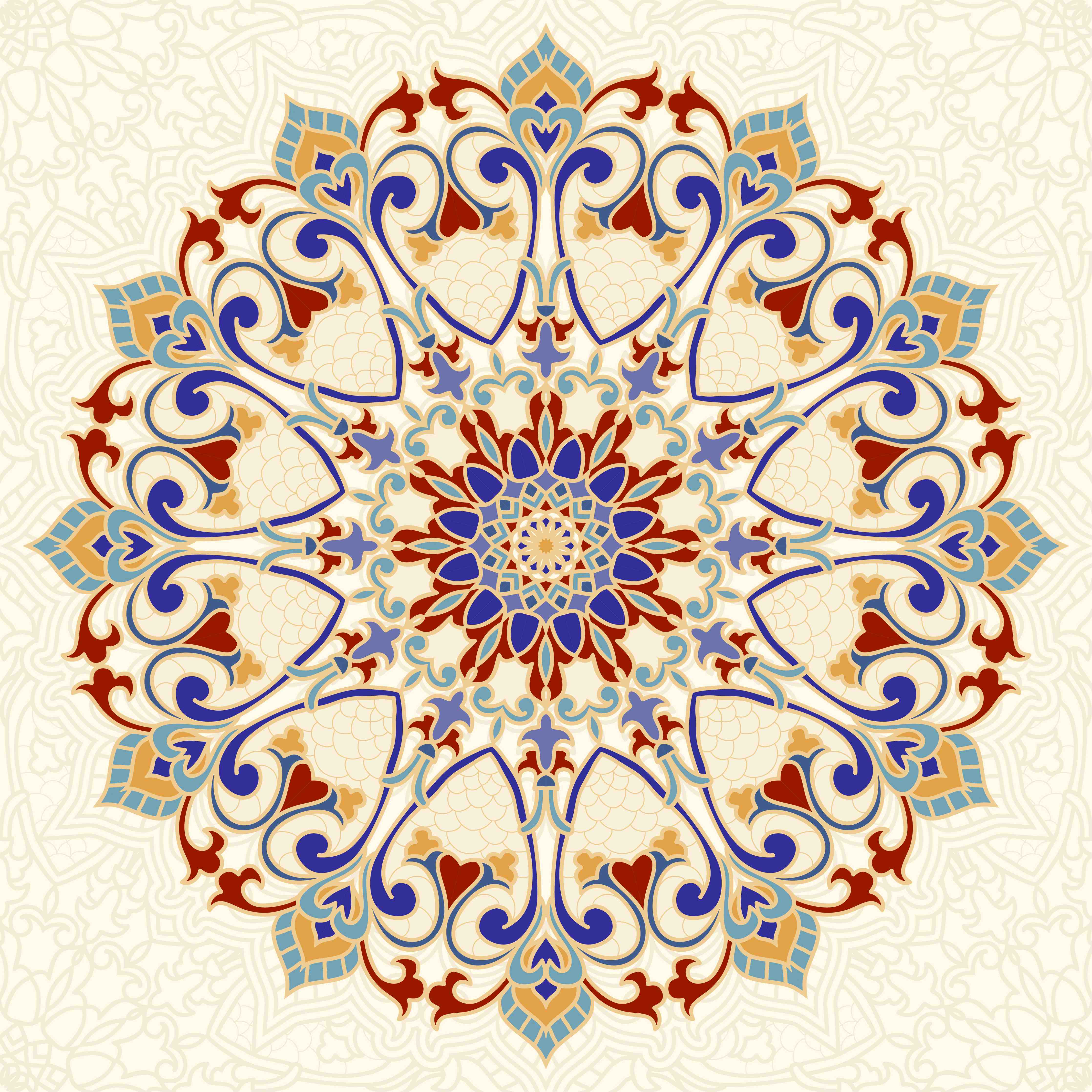 Wandverkleidung Flur-Bunte Ornament-Mandala Wandkunst