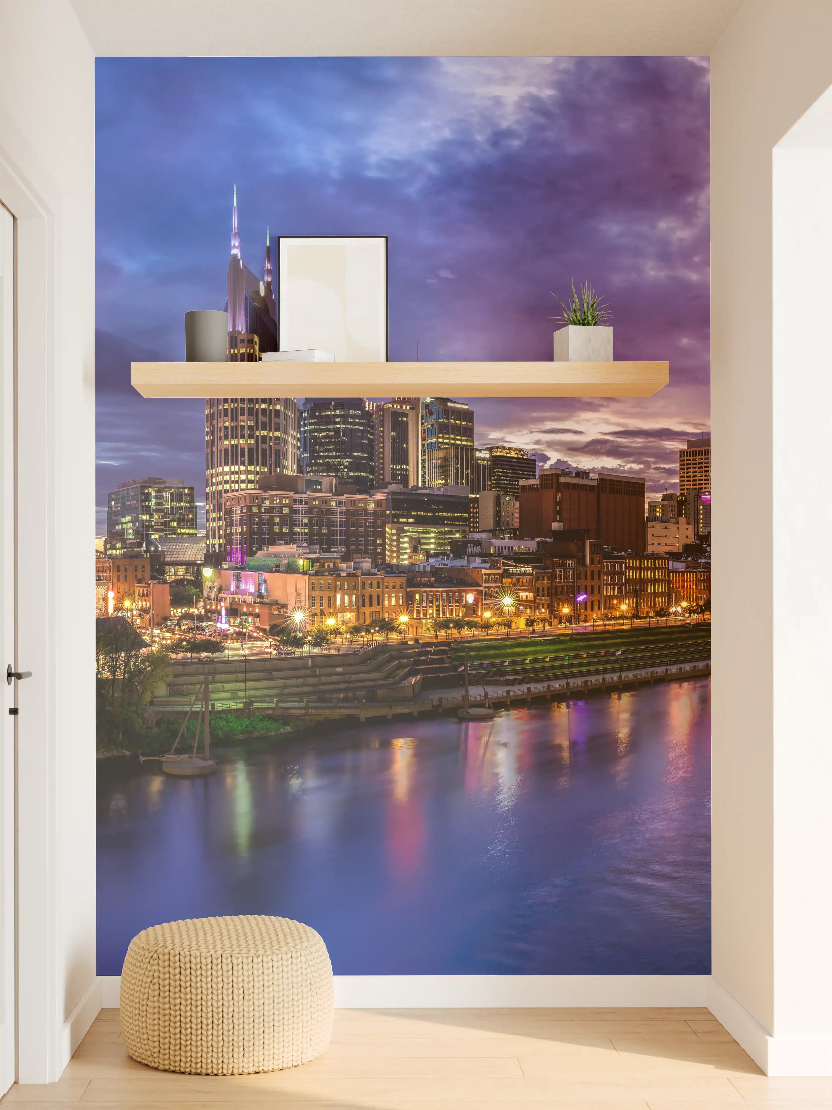 Wandverkleidung Flur - Bunte Skyline von Nashville