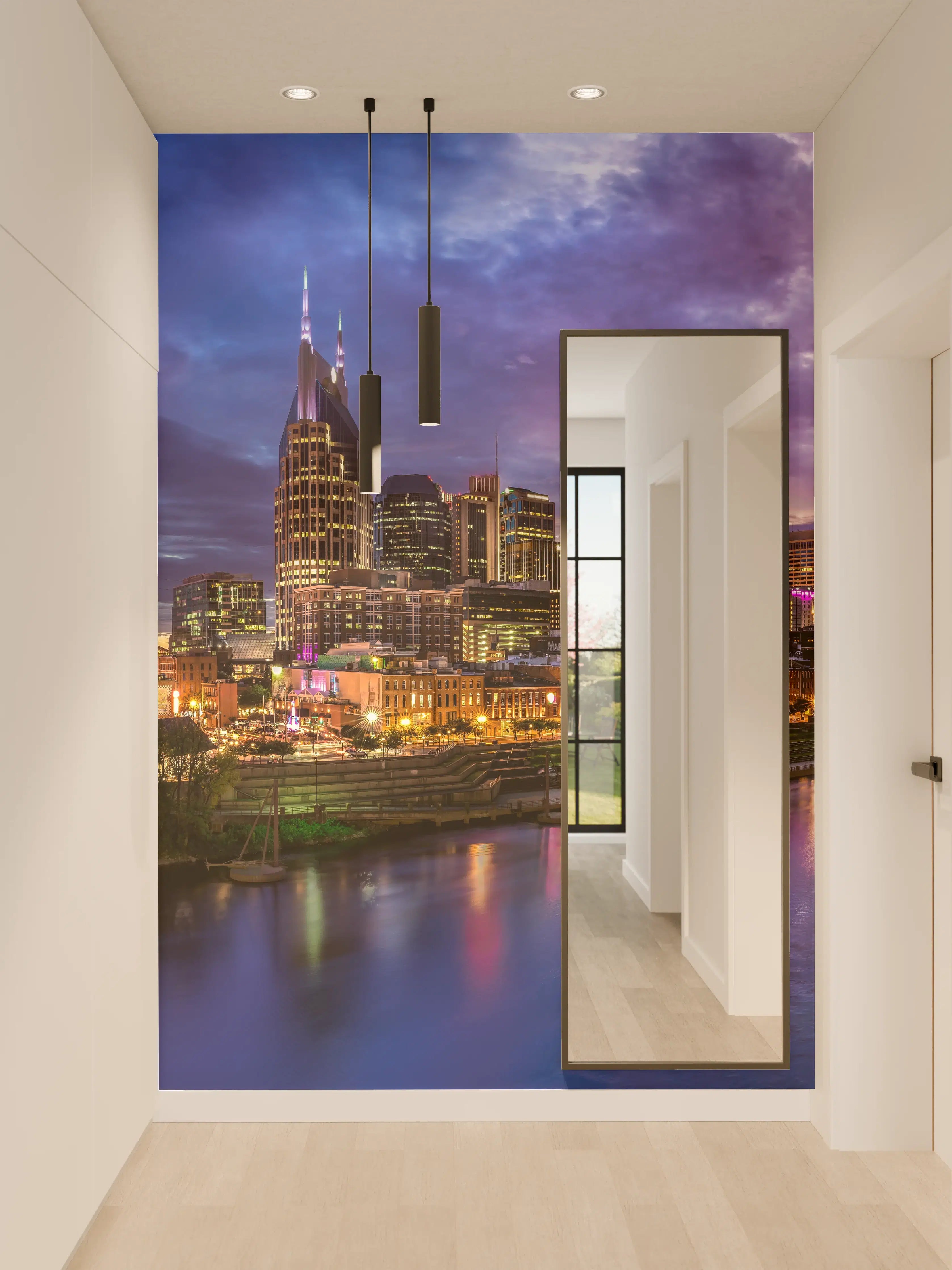 Wandverkleidung Flur - Bunte Skyline von Nashville