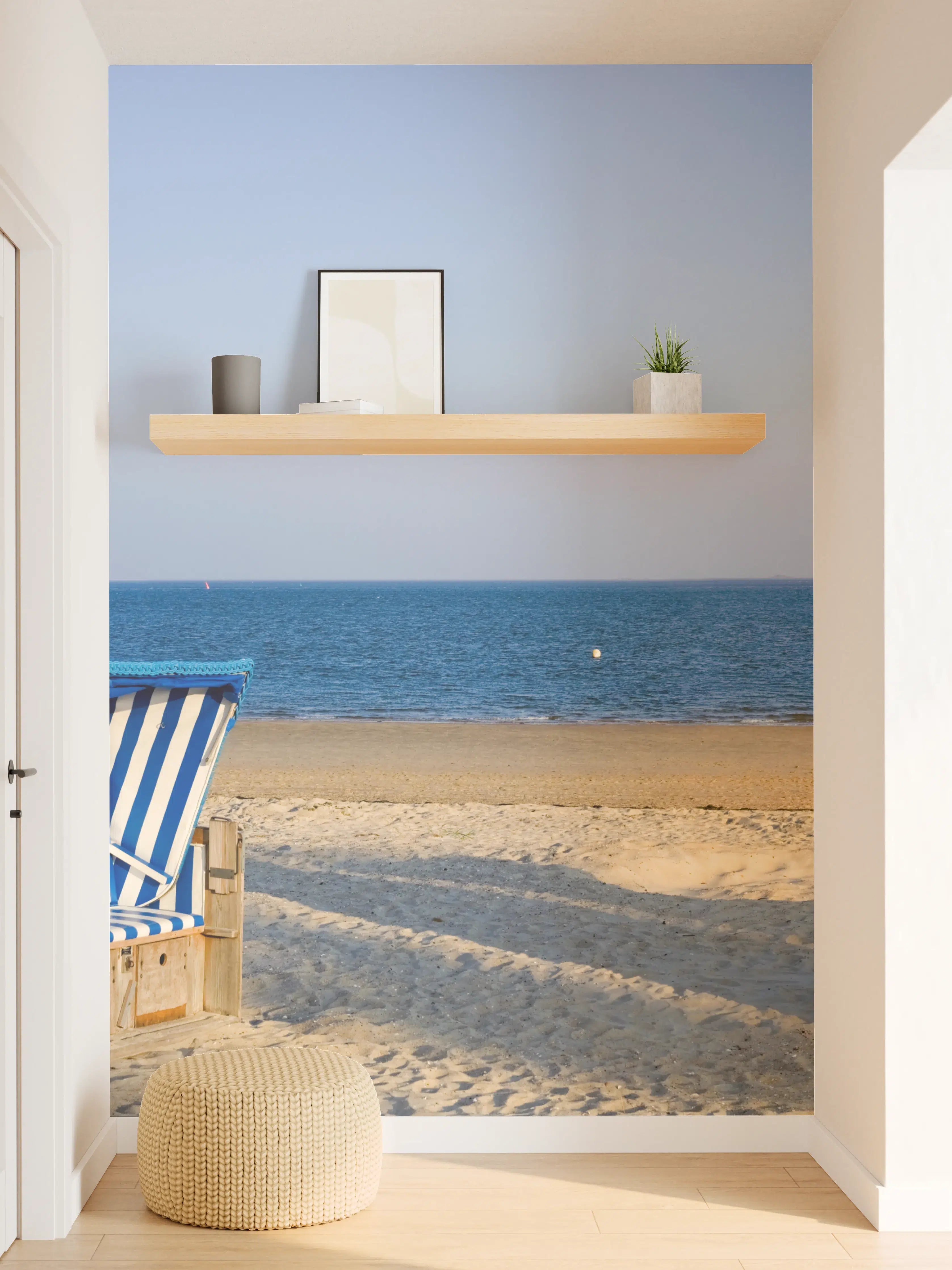 Wandverkleidung Flur - Bunte Strandkörbe am Meer