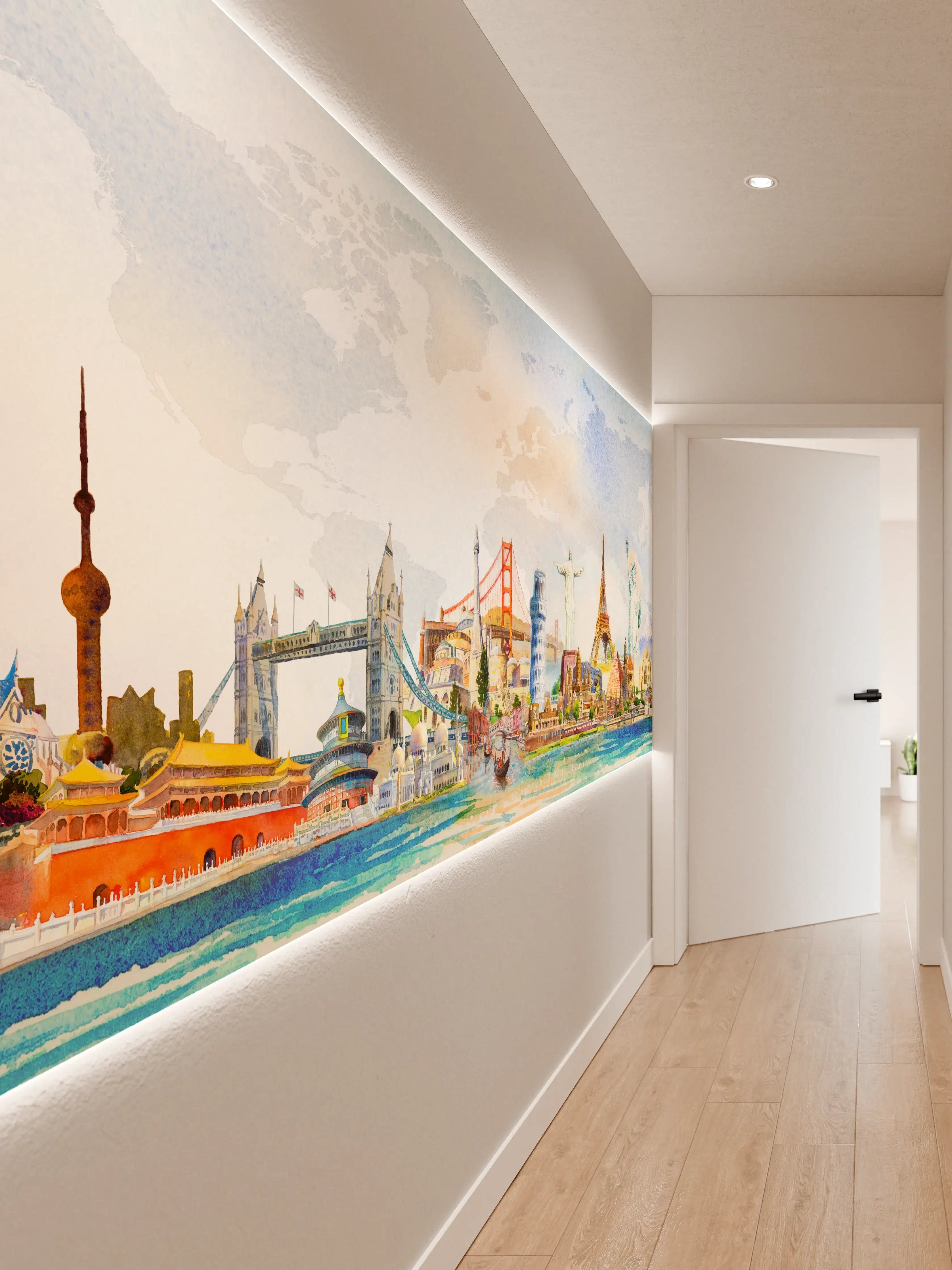 Wandverkleidung Flur - Bunte Welterkundung Panorama