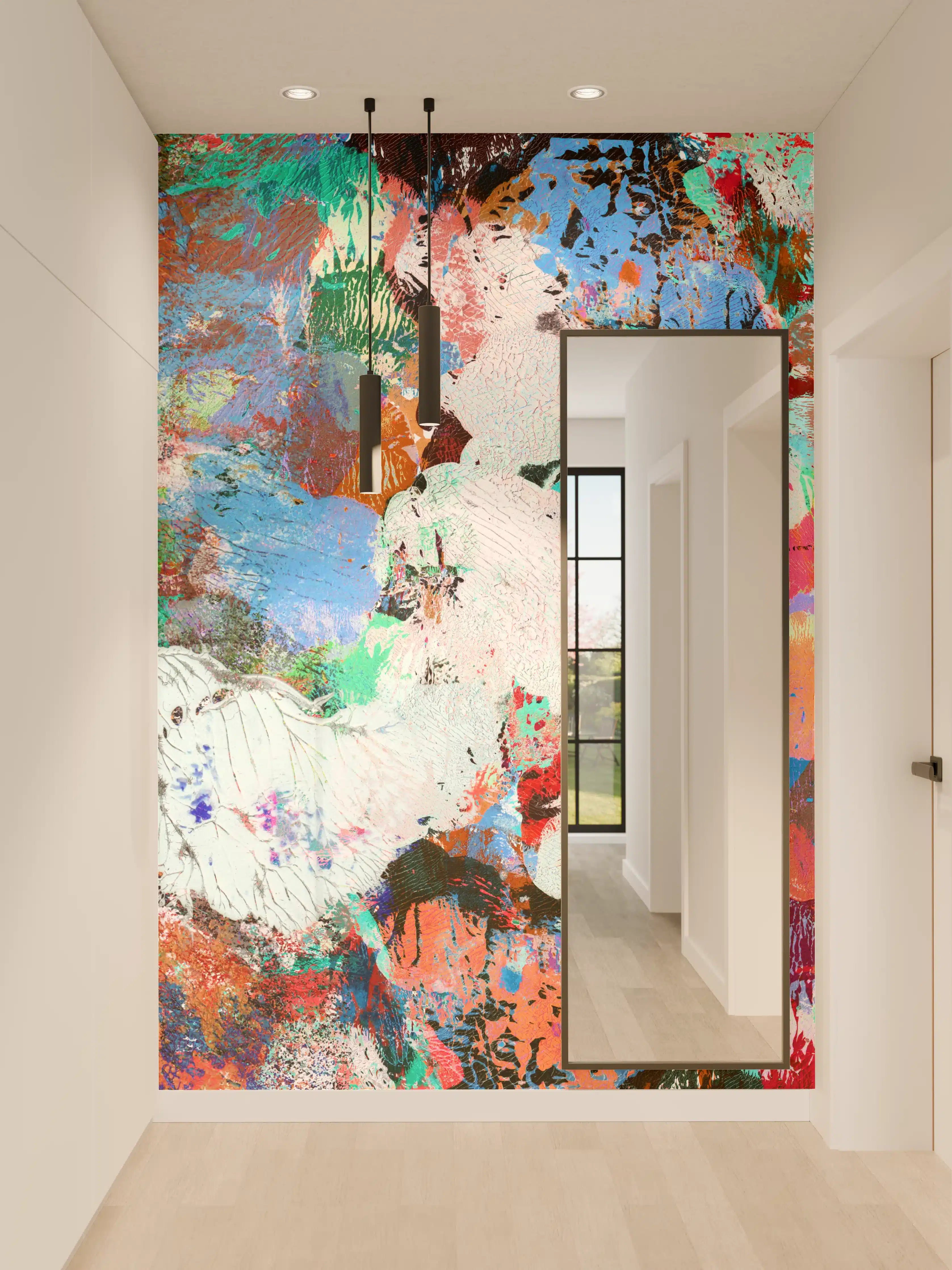 Wandverkleidung Flur - Bunte lebendige Kunst