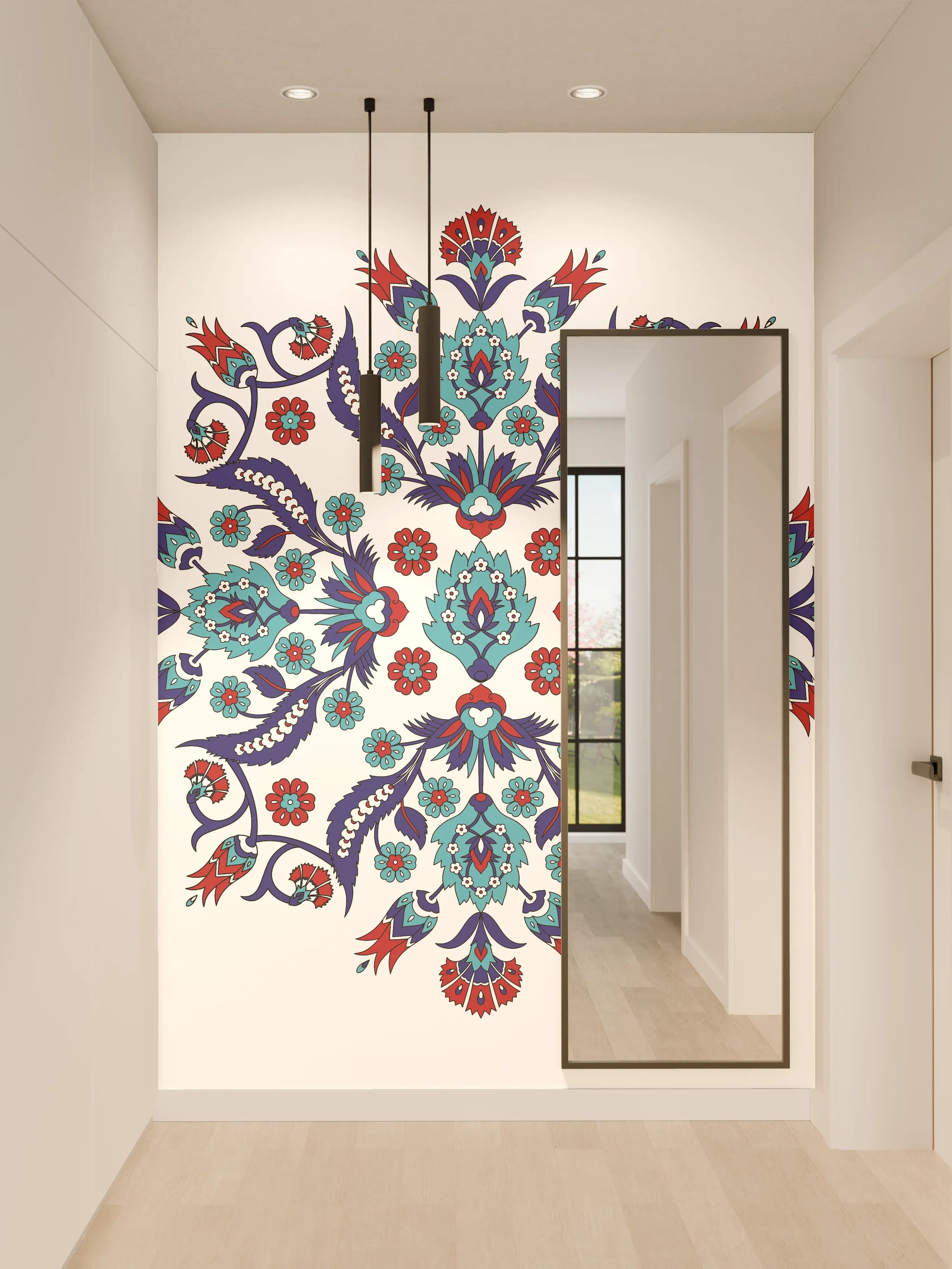 Wandverkleidung Flur - Bunte türkische Musterstickerei