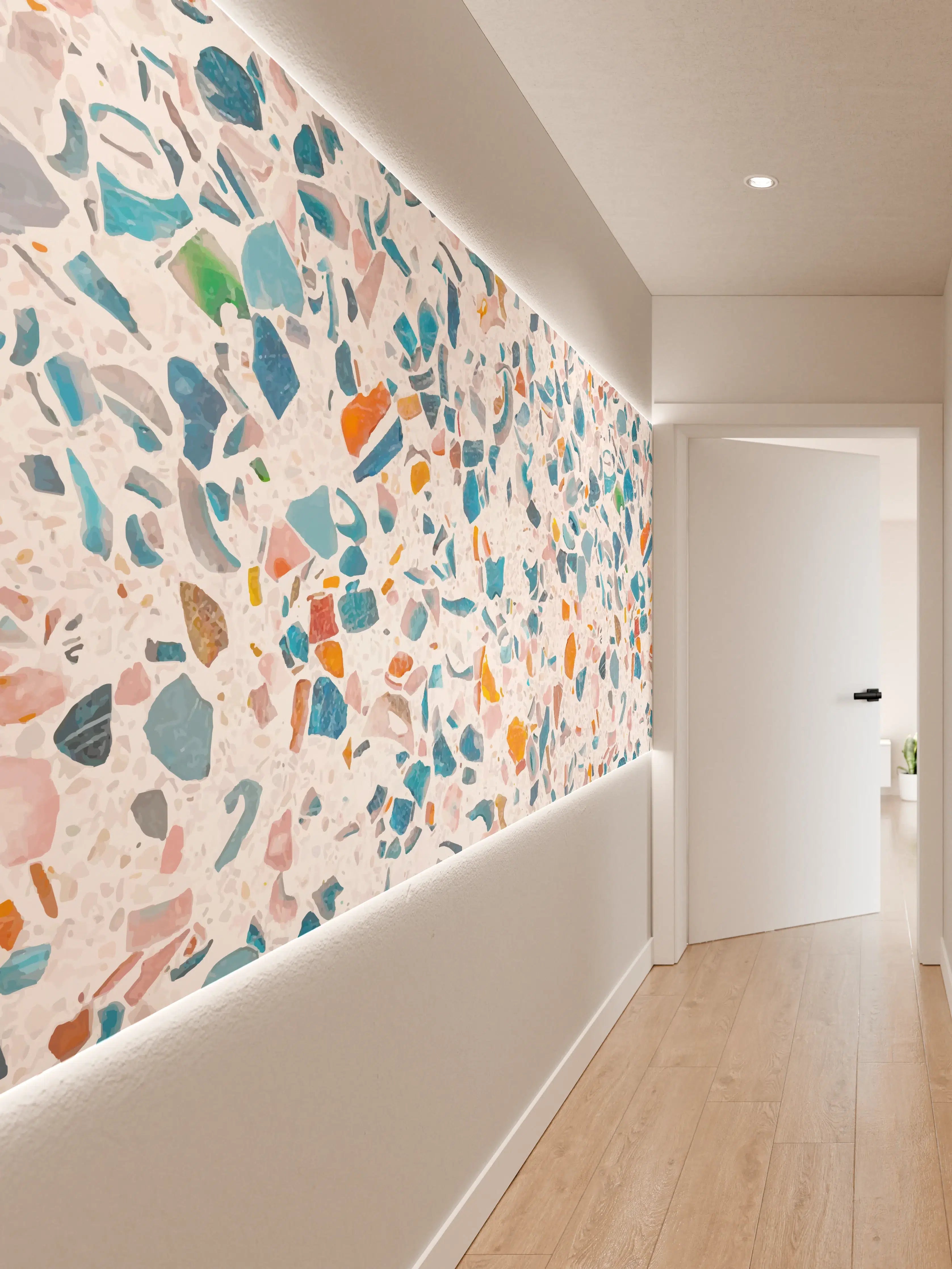 Wandverkleidung Flur - Bunter Terrazzo Designbelag