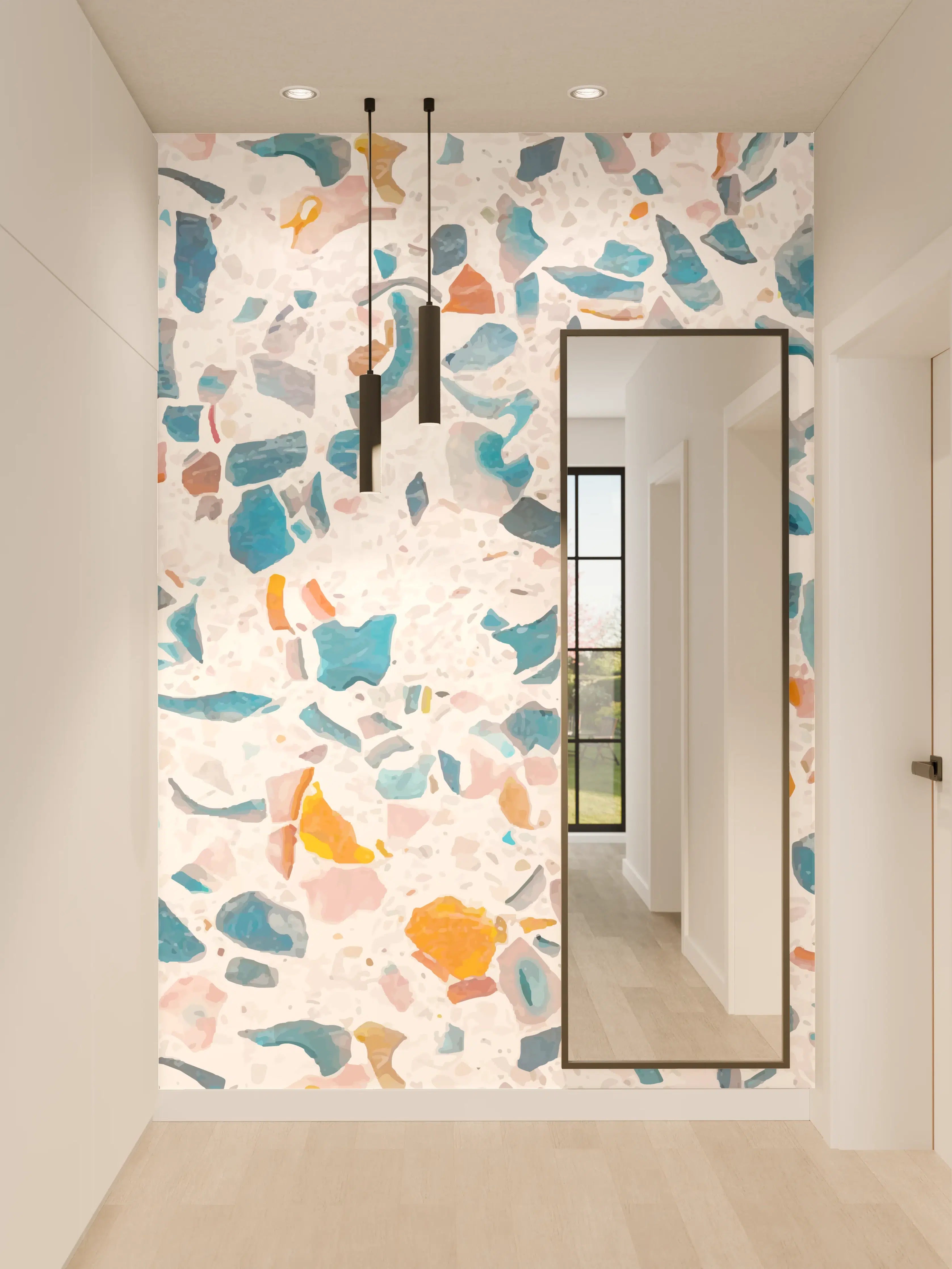 Wandverkleidung Flur - Bunter Terrazzo Designbelag