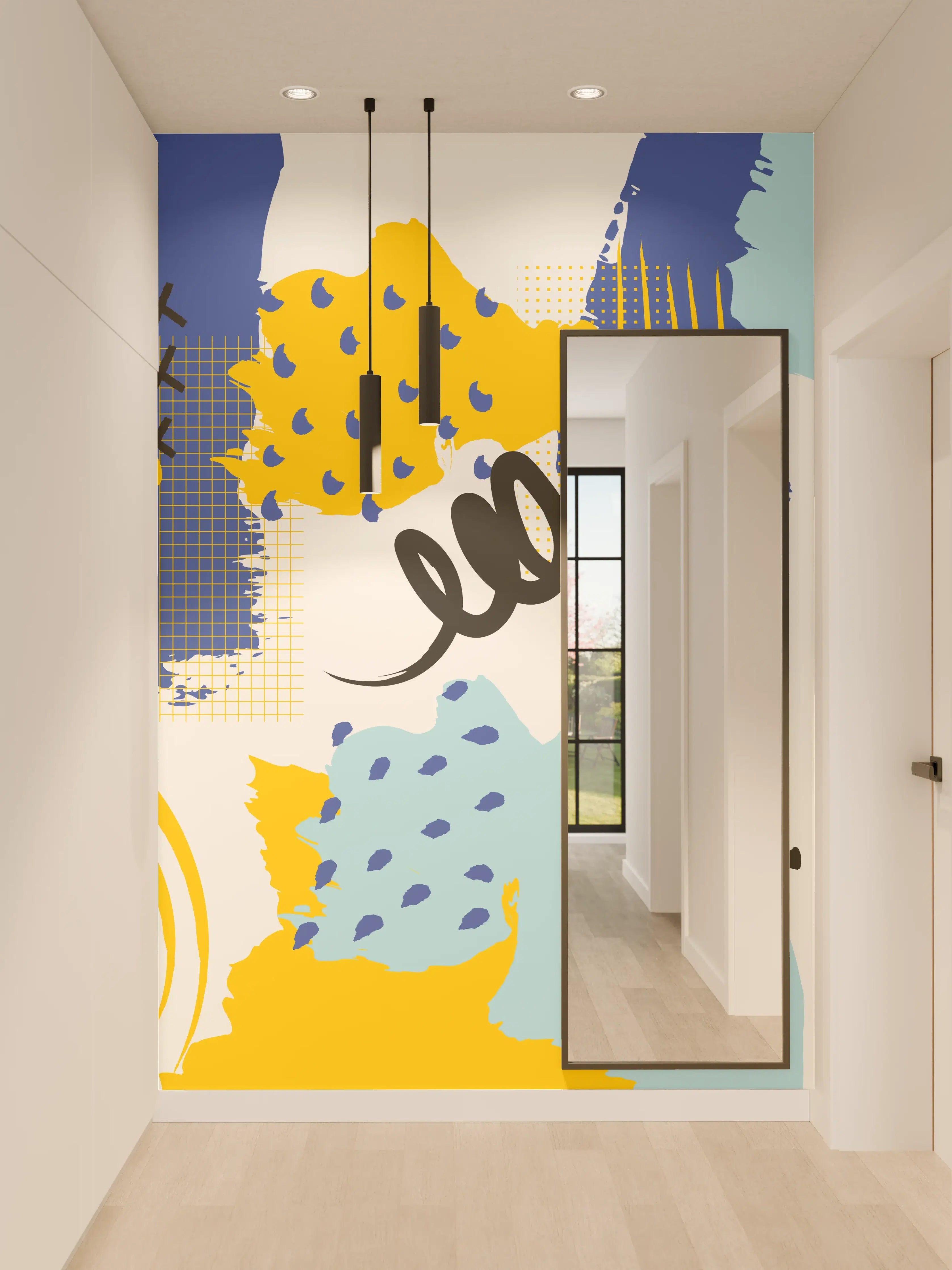 Wandverkleidung Flur - Buntes Abstrakt-Muster Design