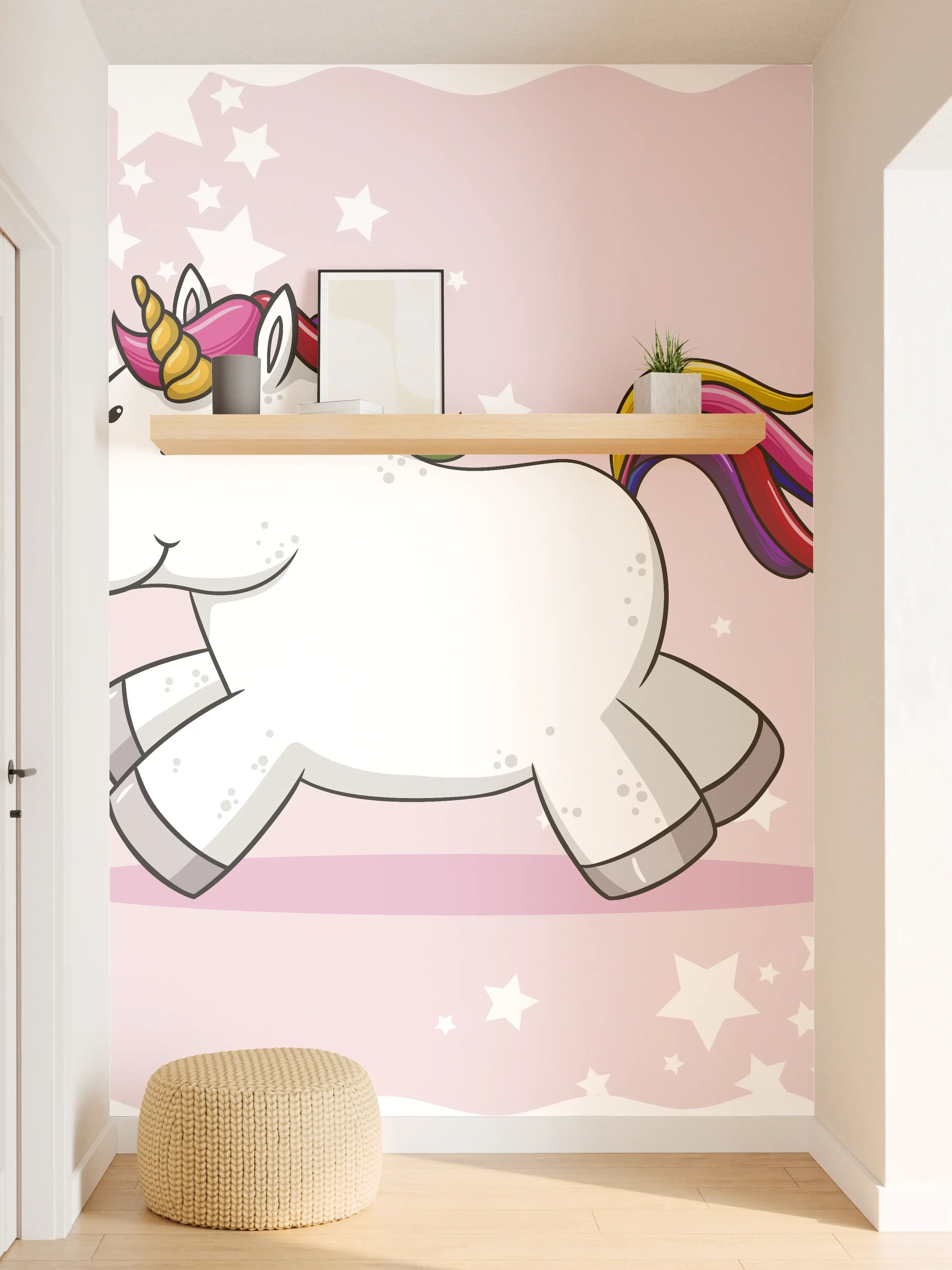 Wandverkleidung Flur - Buntes Einhorn Plüschtier Design