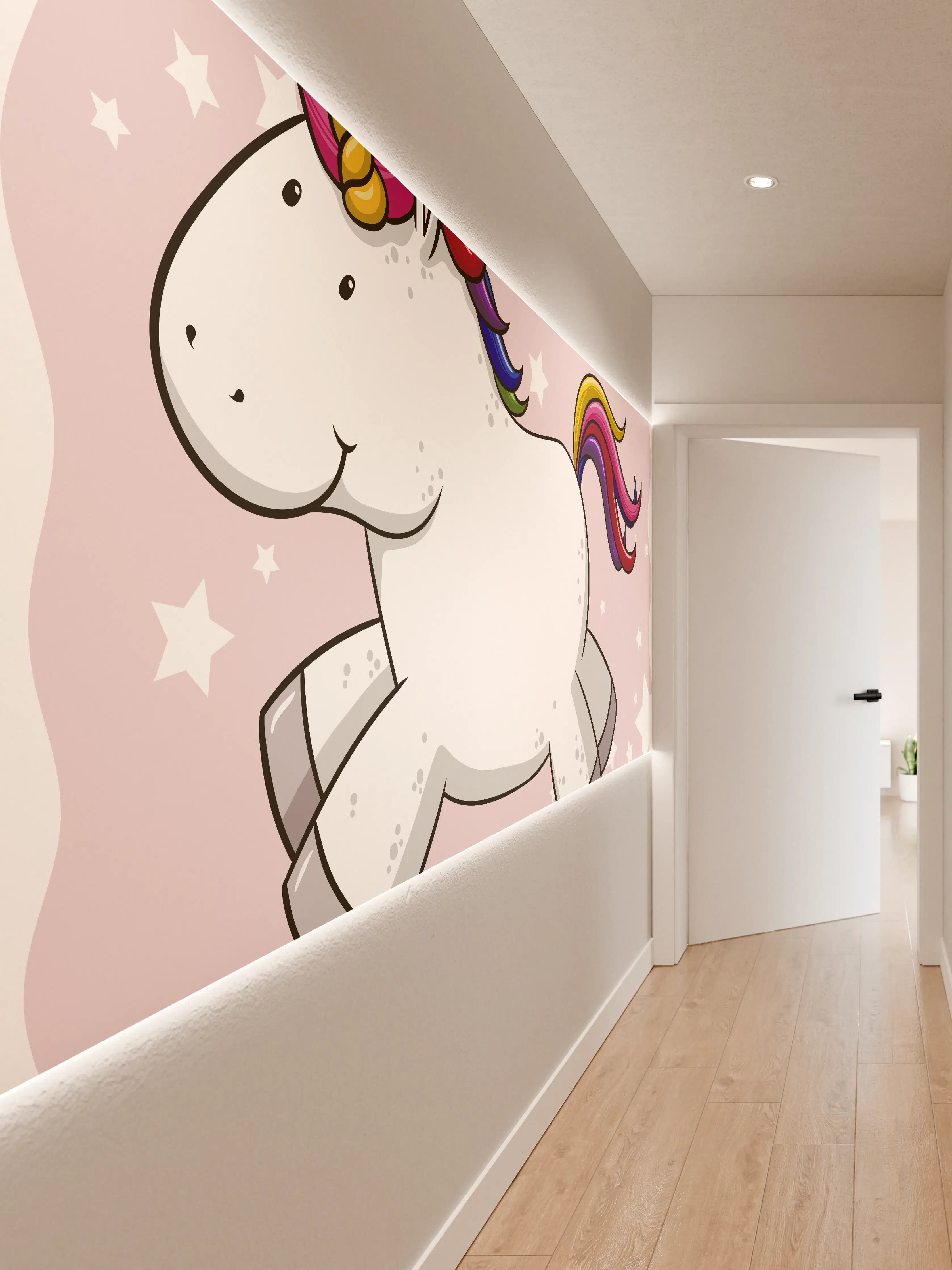 Wandverkleidung Flur - Buntes Einhorn Plüschtier Design