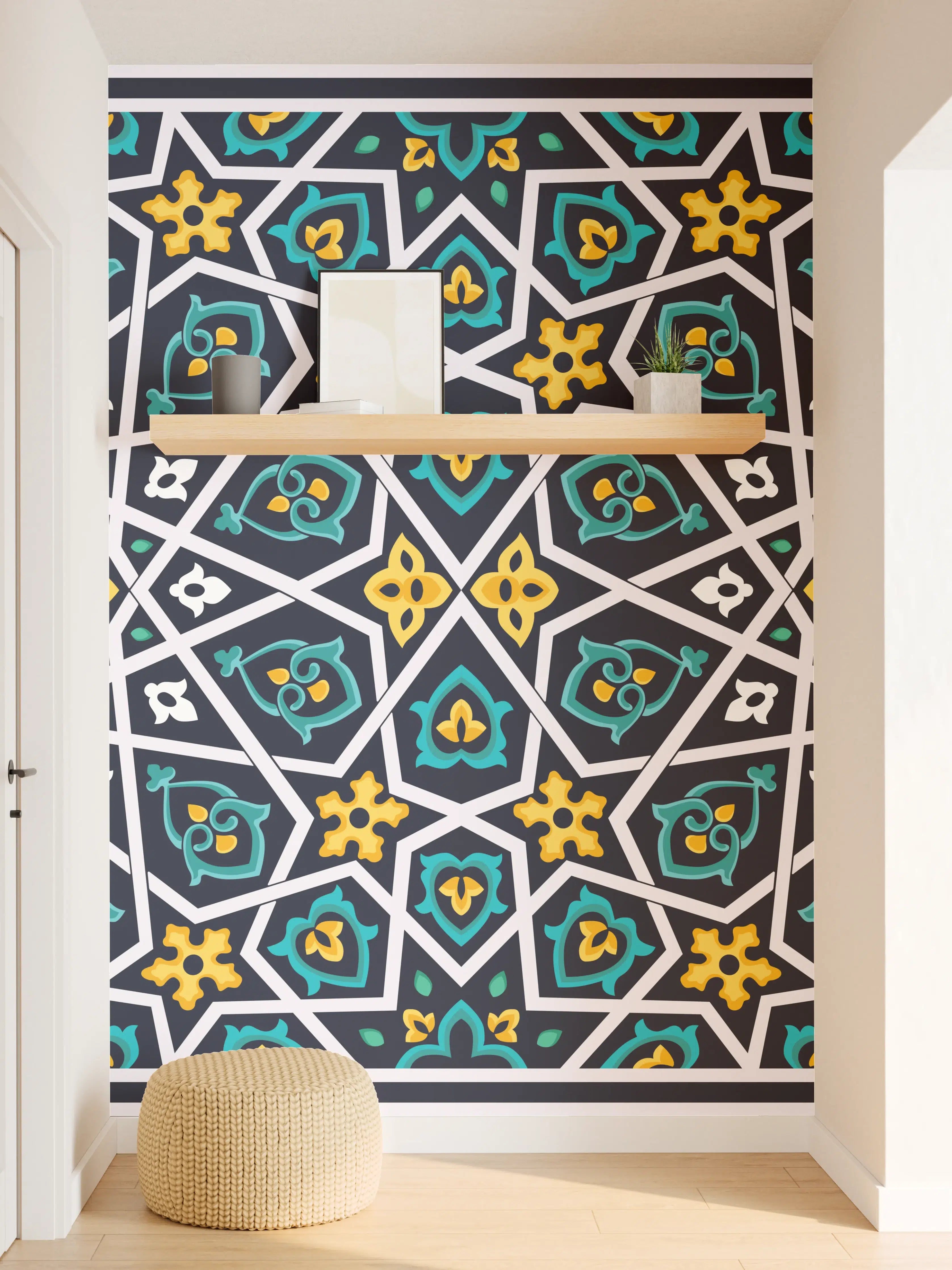 Wandverkleidung Flur - Buntes Ethno-Muster Design