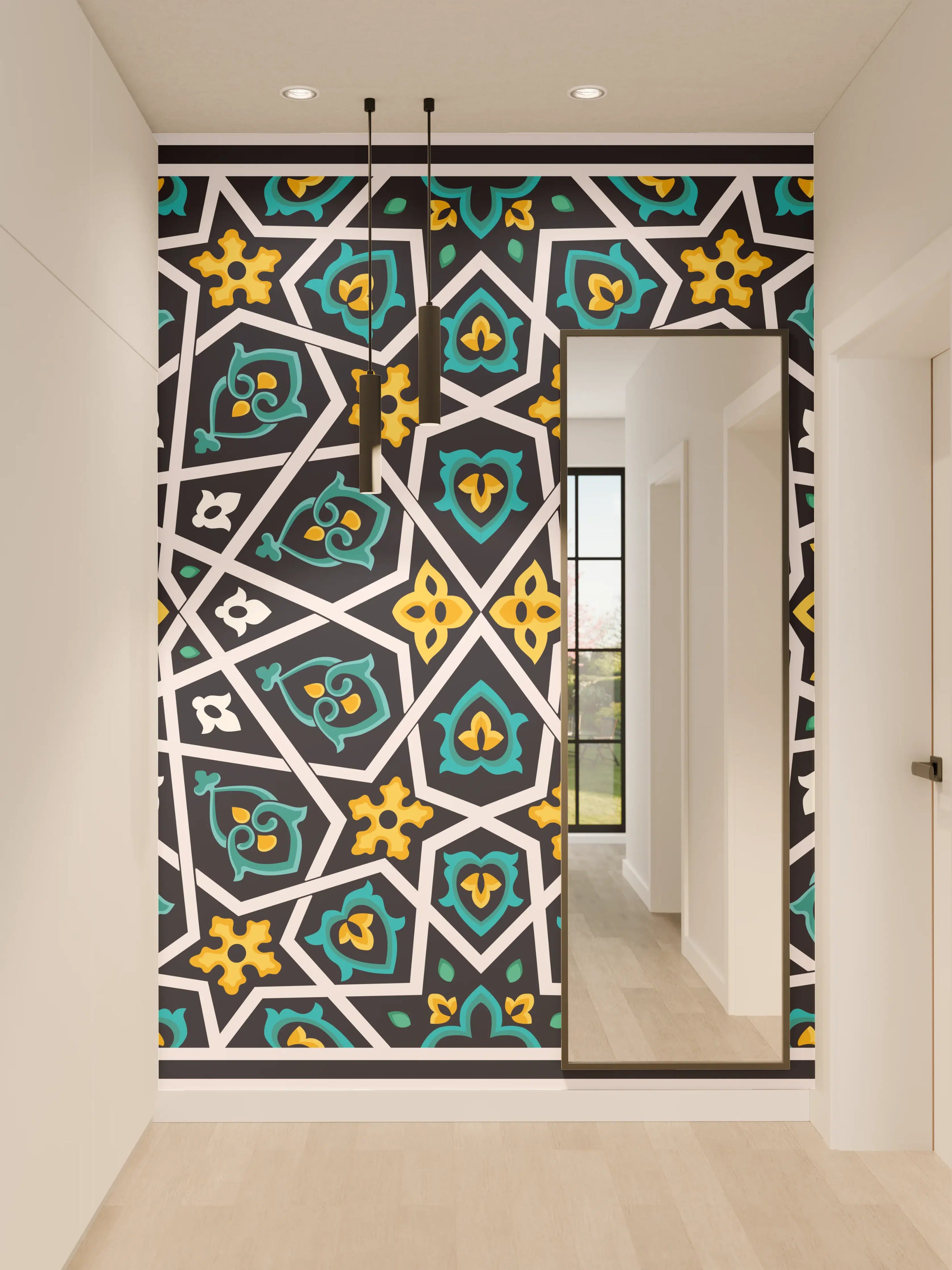 Wandverkleidung Flur - Buntes Ethno-Muster Design