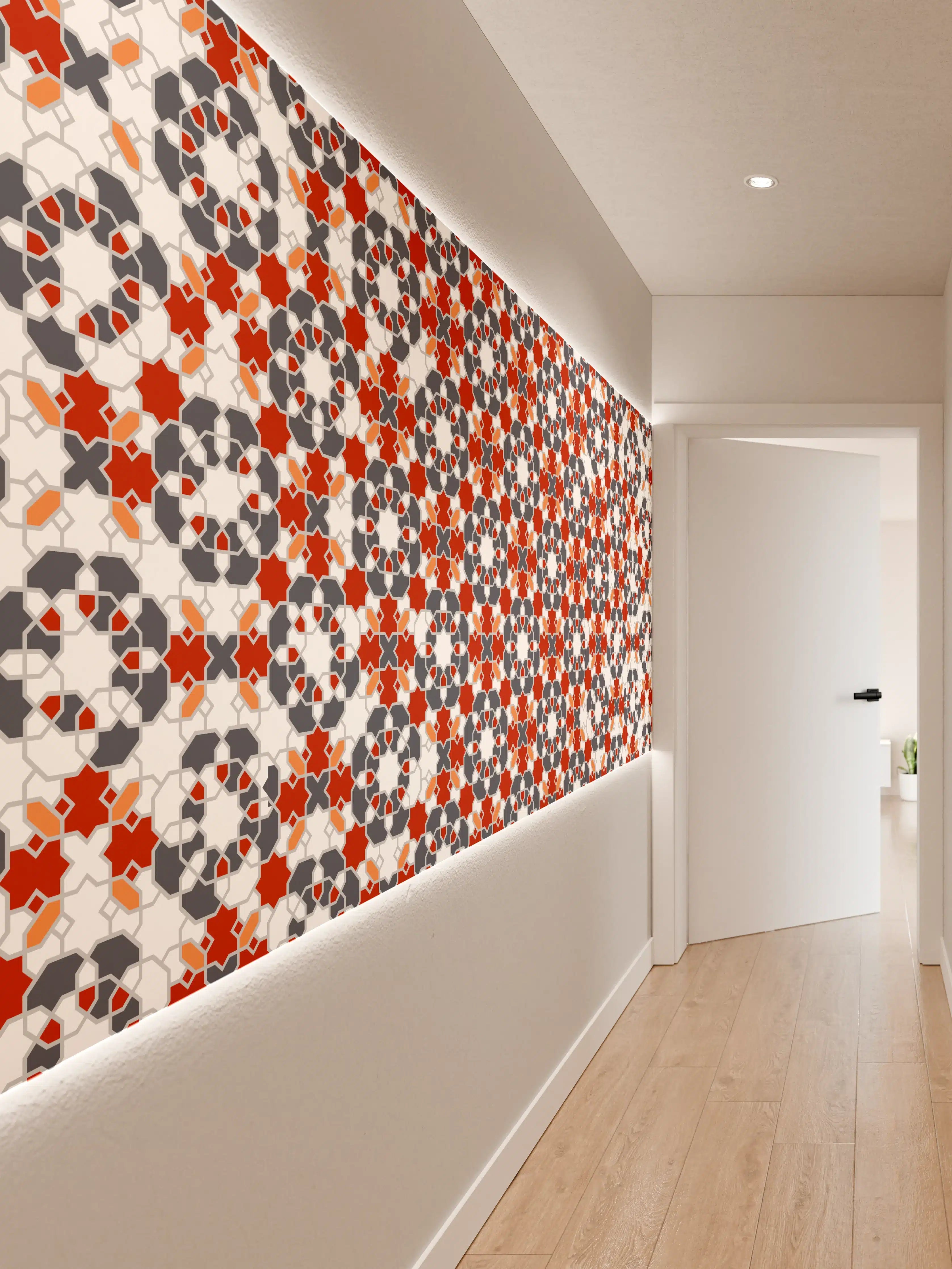 Wandverkleidung Flur - Buntes Geometrie-Muster