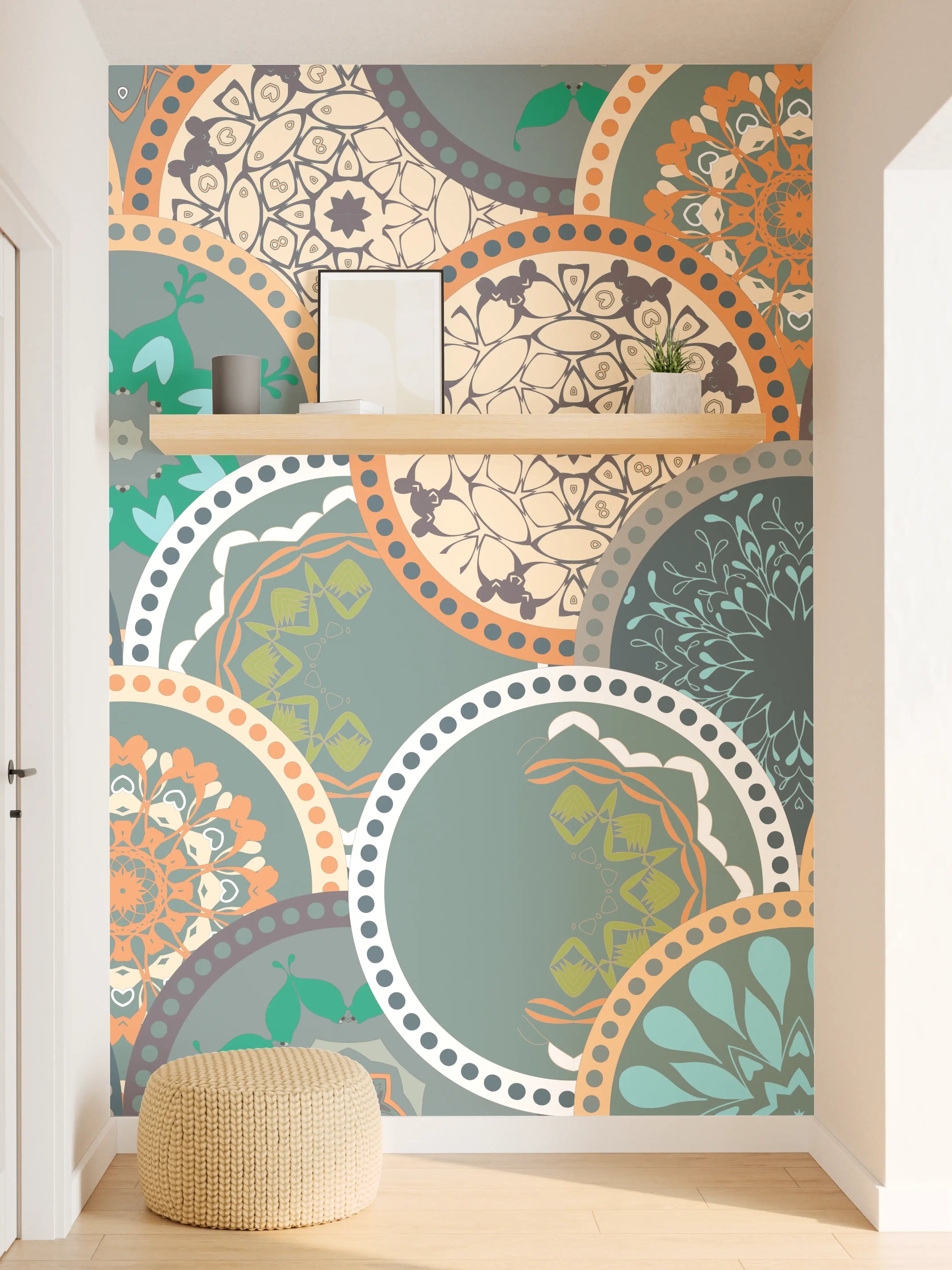 Wandverkleidung Flur - Buntes Muster Mandala Design