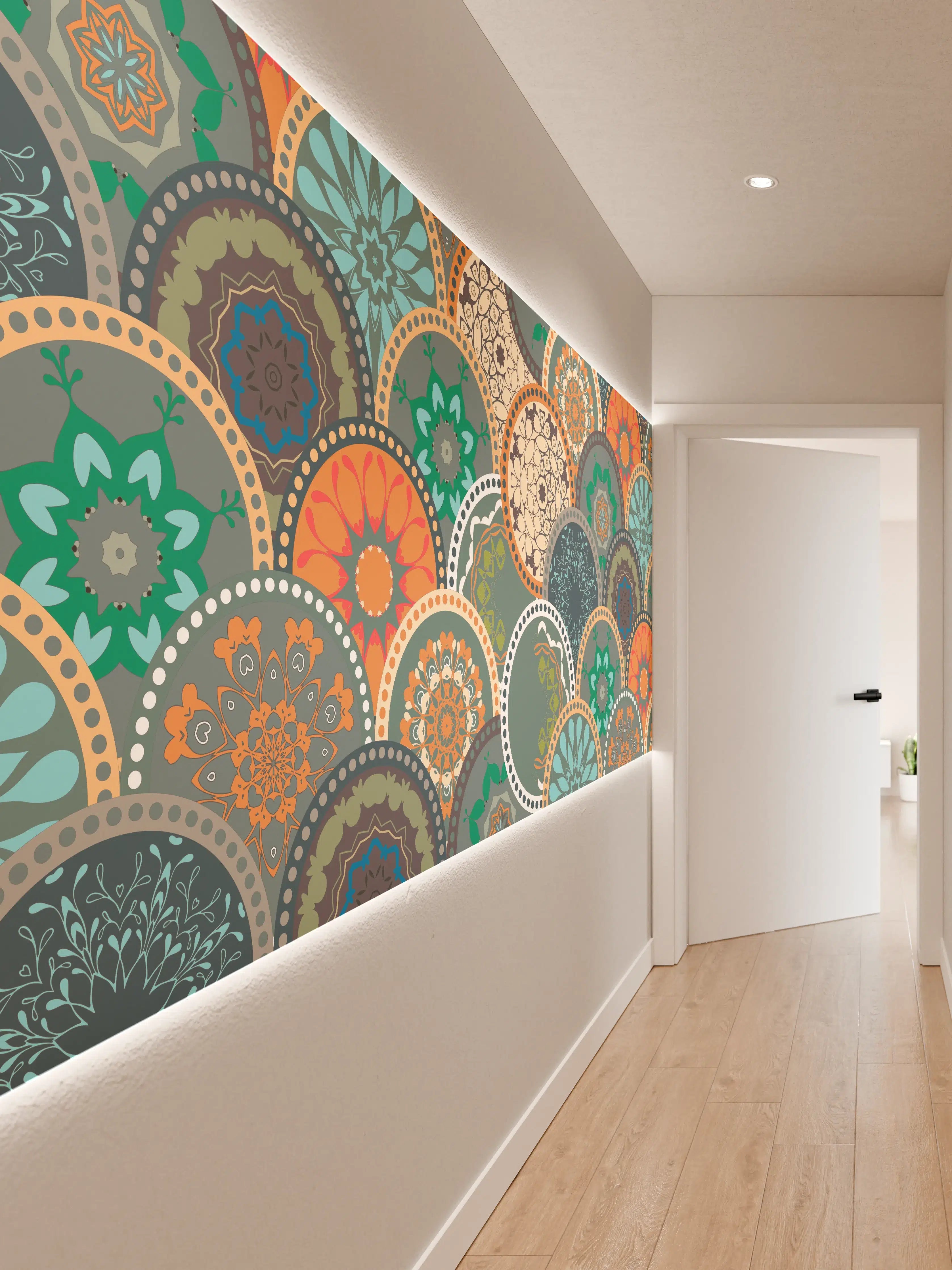 Wandverkleidung Flur - Buntes Muster Mandala Design