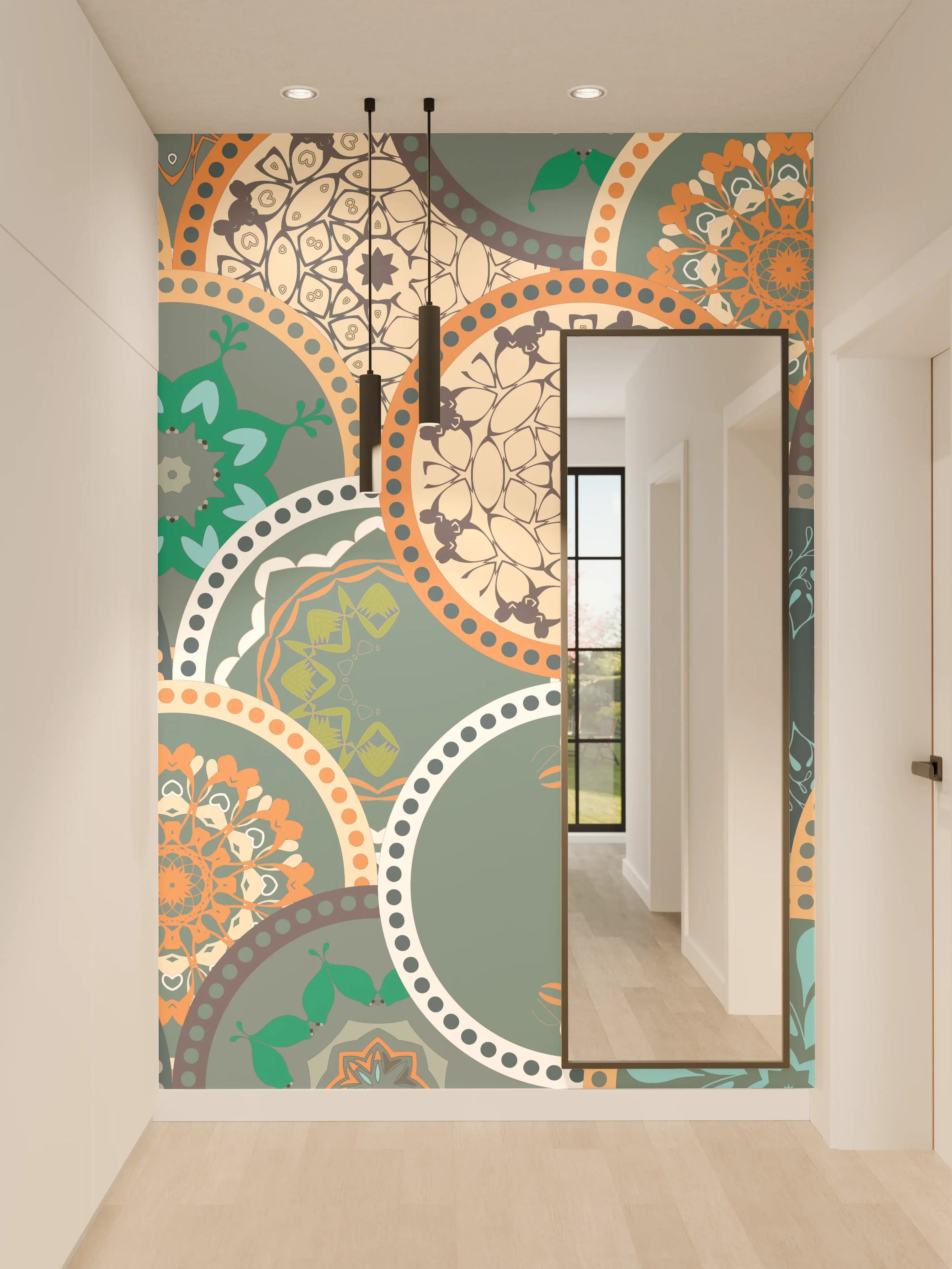 Wandverkleidung Flur - Buntes Muster Mandala Design