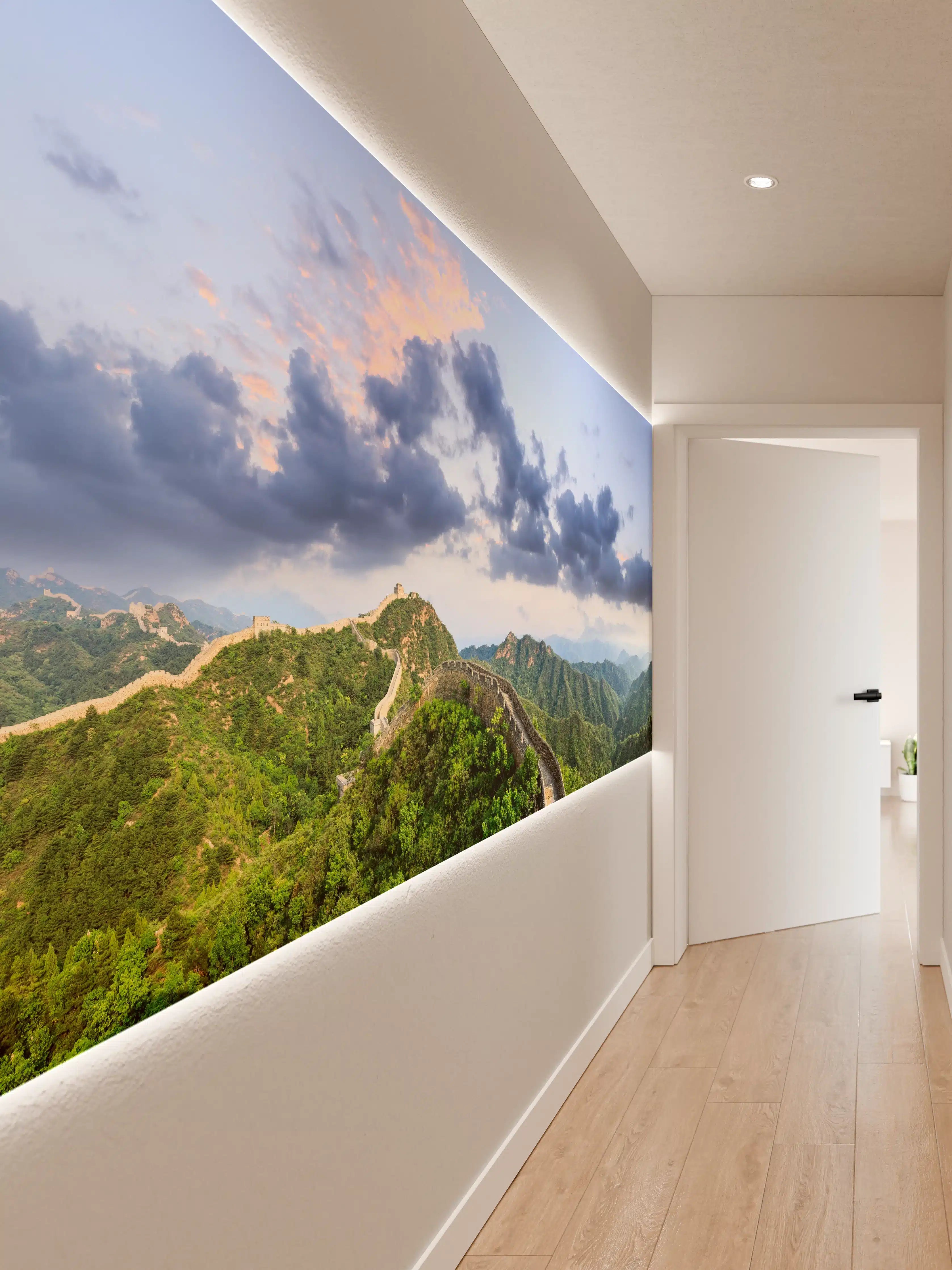Wandverkleidung Flur - Chinesische Mauer Panorama Grün-Blau
