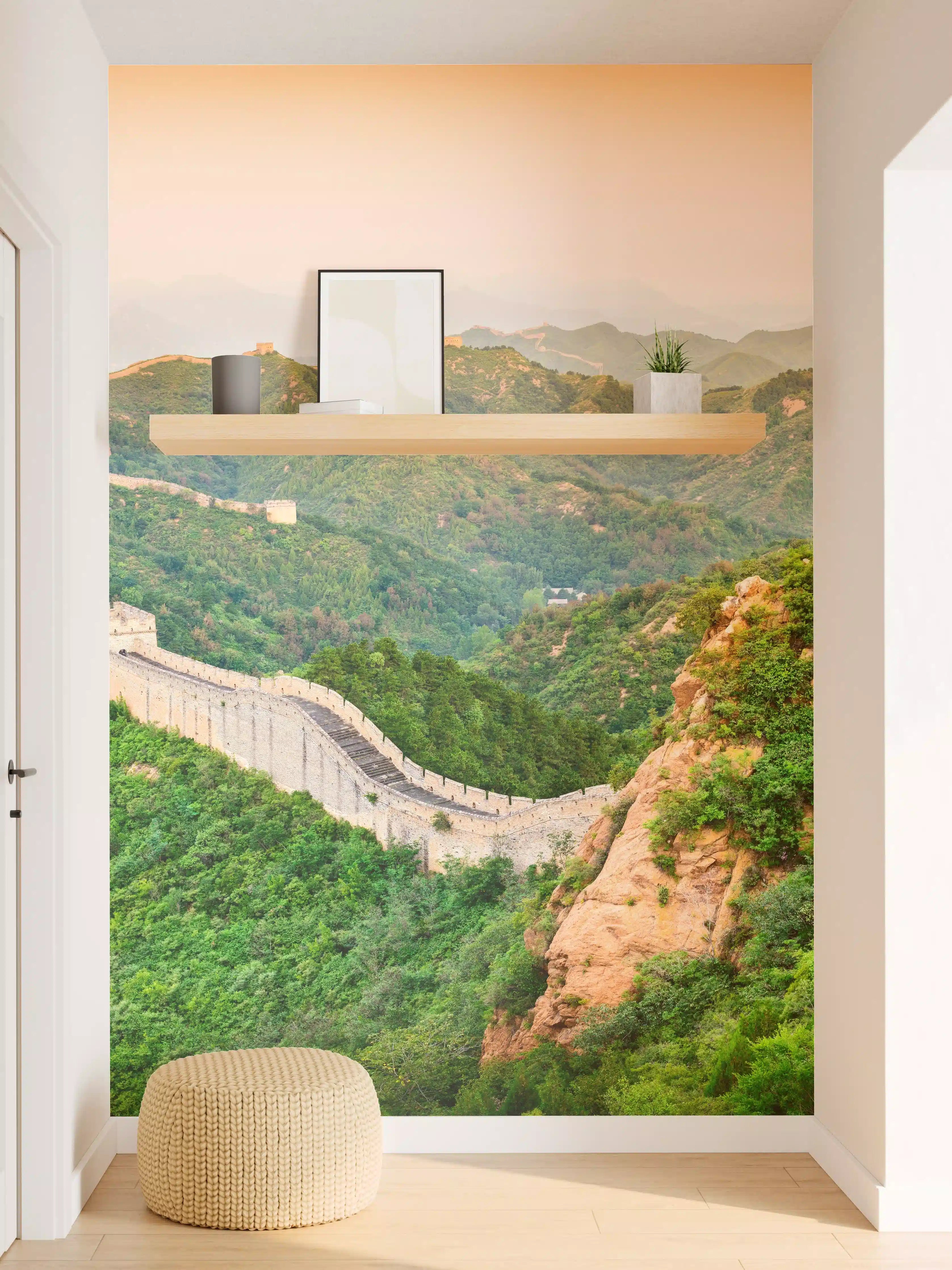 Wandverkleidung Flur - Chinesische Mauer Panorama Grün-Orange