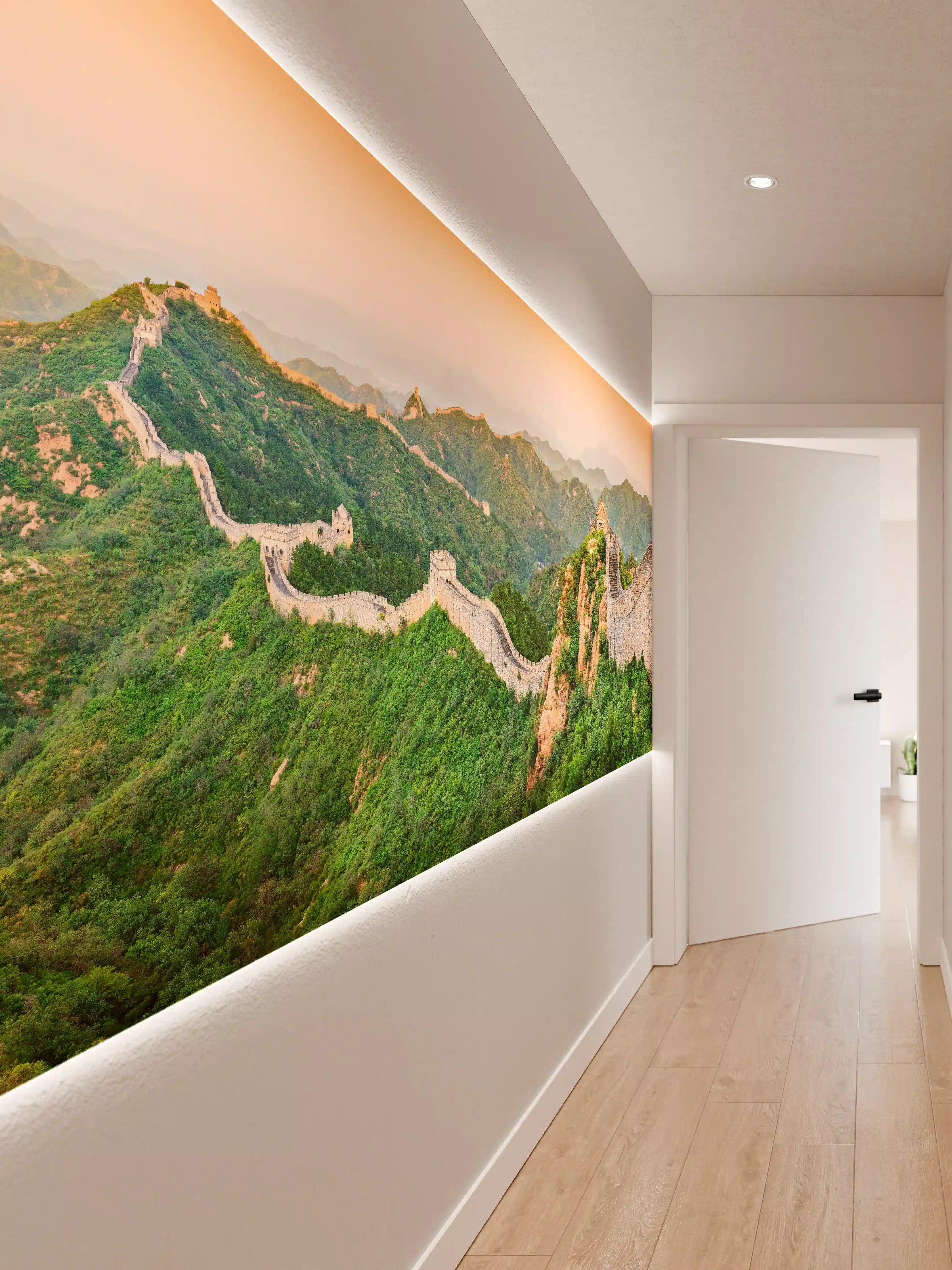 Wandverkleidung Flur - Chinesische Mauer Panorama Grün-Orange