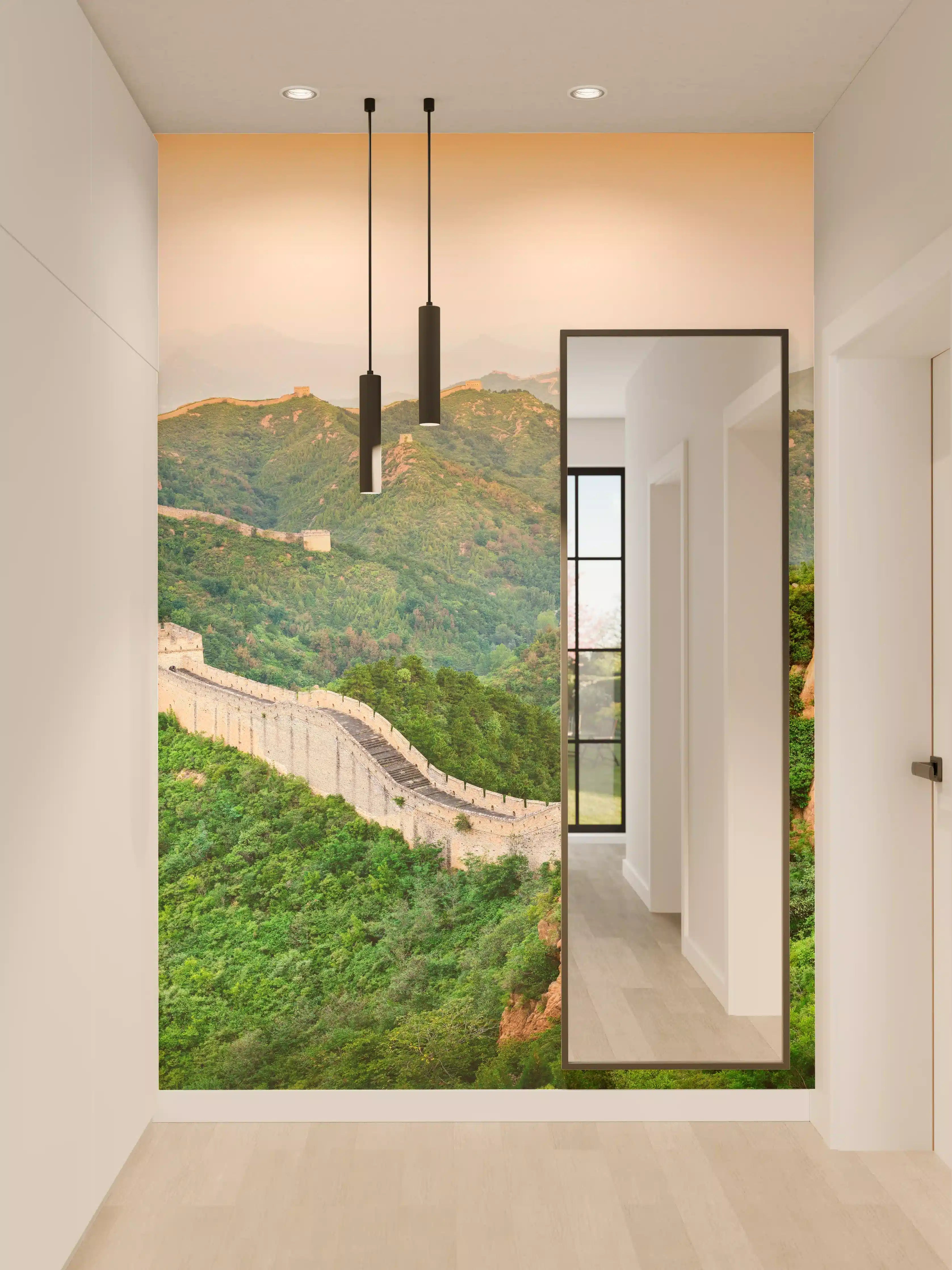 Wandverkleidung Flur - Chinesische Mauer Panorama Grün-Orange