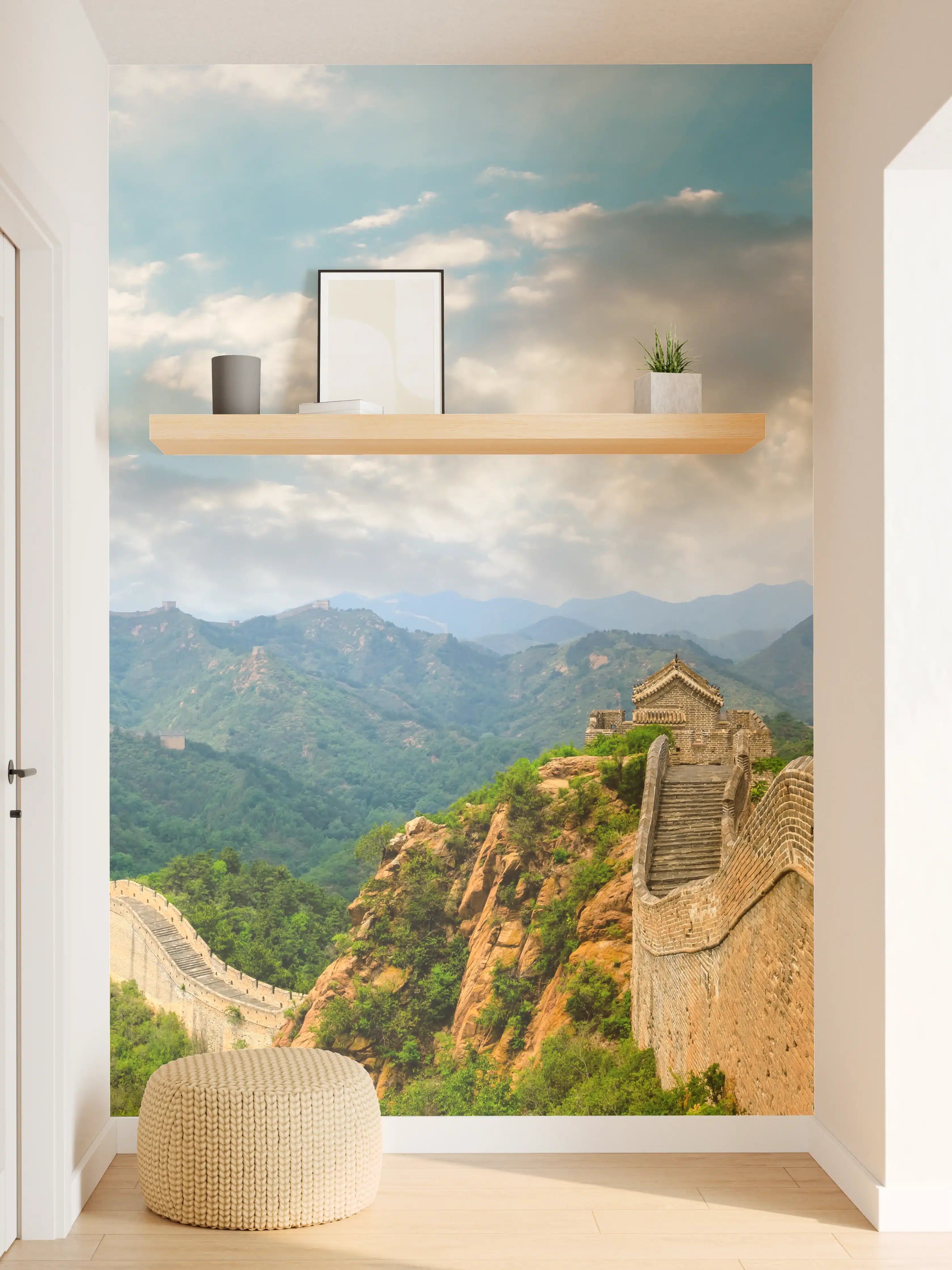 Wandverkleidung Flur - Chinesische Mauer im Farbenspiel von Himmel und Natur