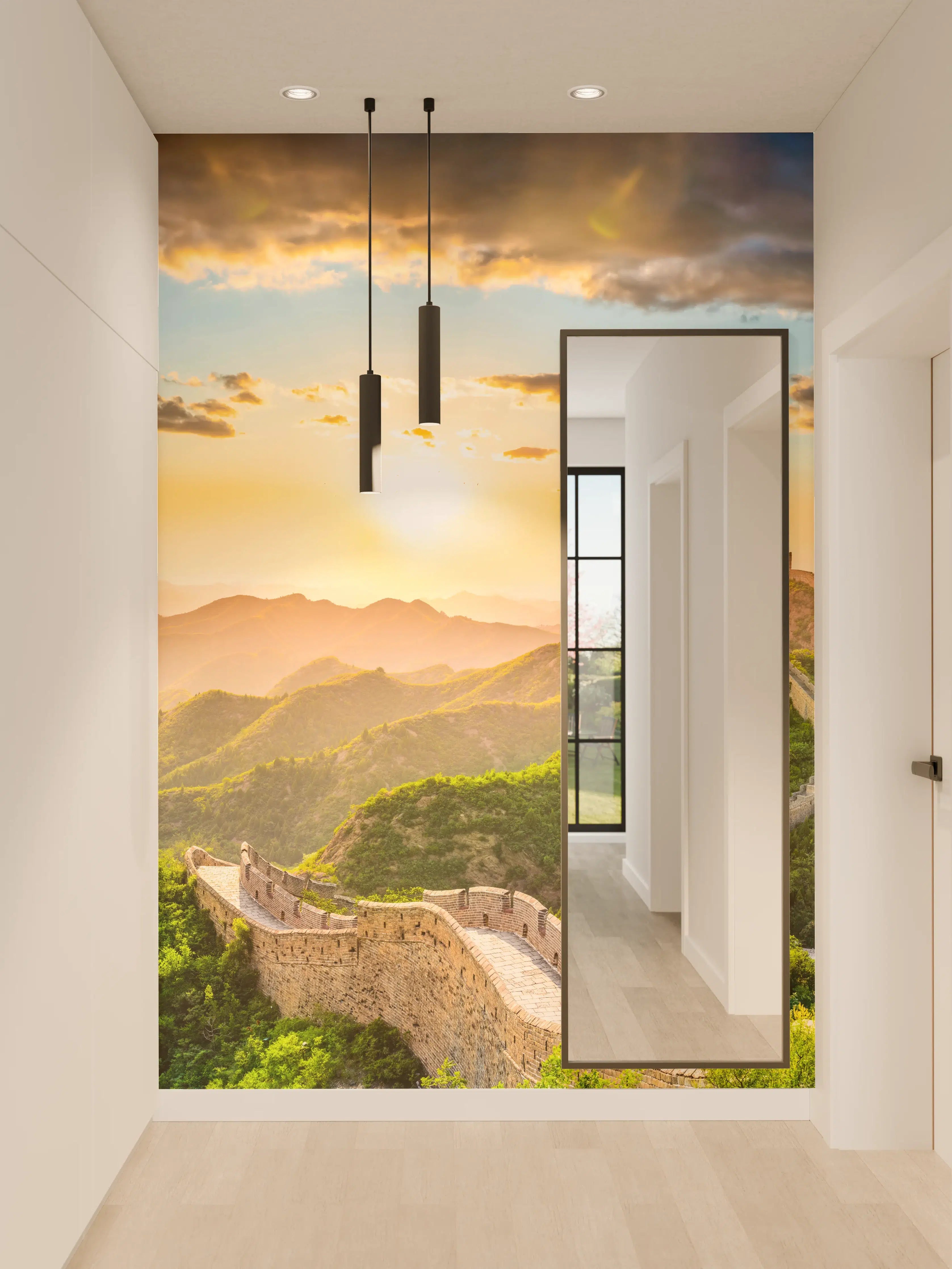 Wandverkleidung Flur - Chinesische Mauer im Sonnenuntergang