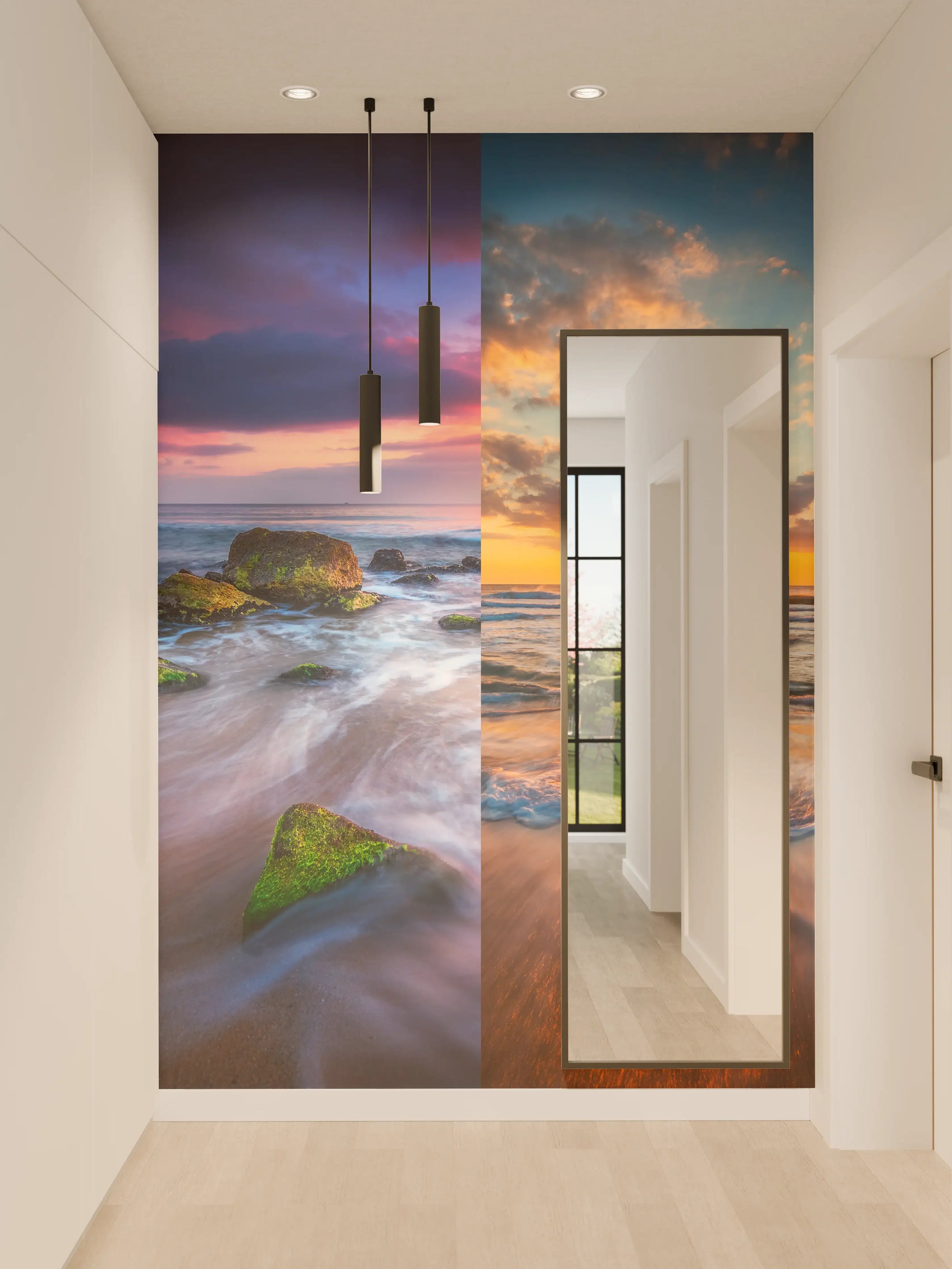 Wandverkleidung Flur - Collage von Sommer Meer und Strand Bilder