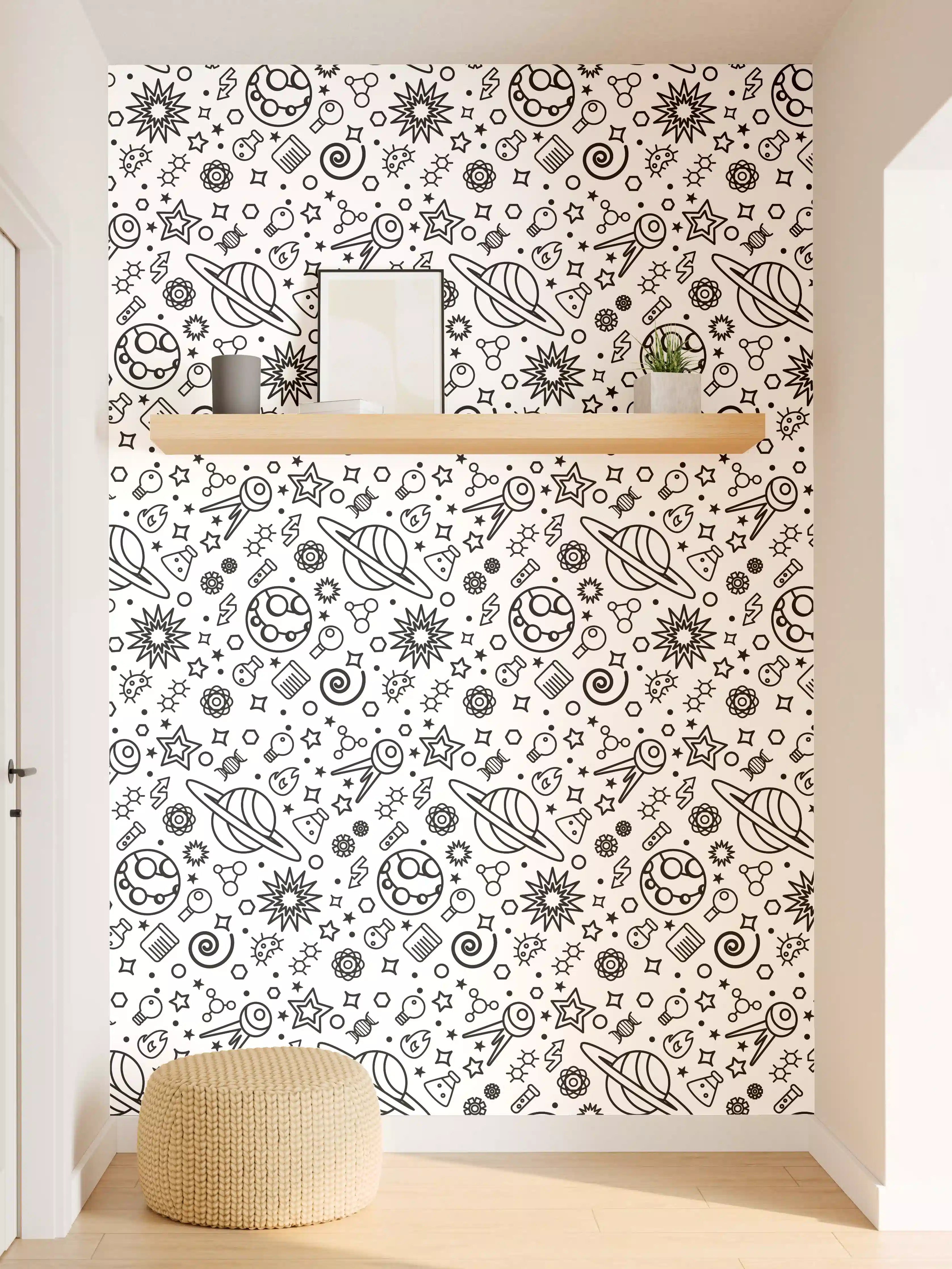 Wandverkleidung Flur - Detailreiches, schwarz-weißes Musterfoto