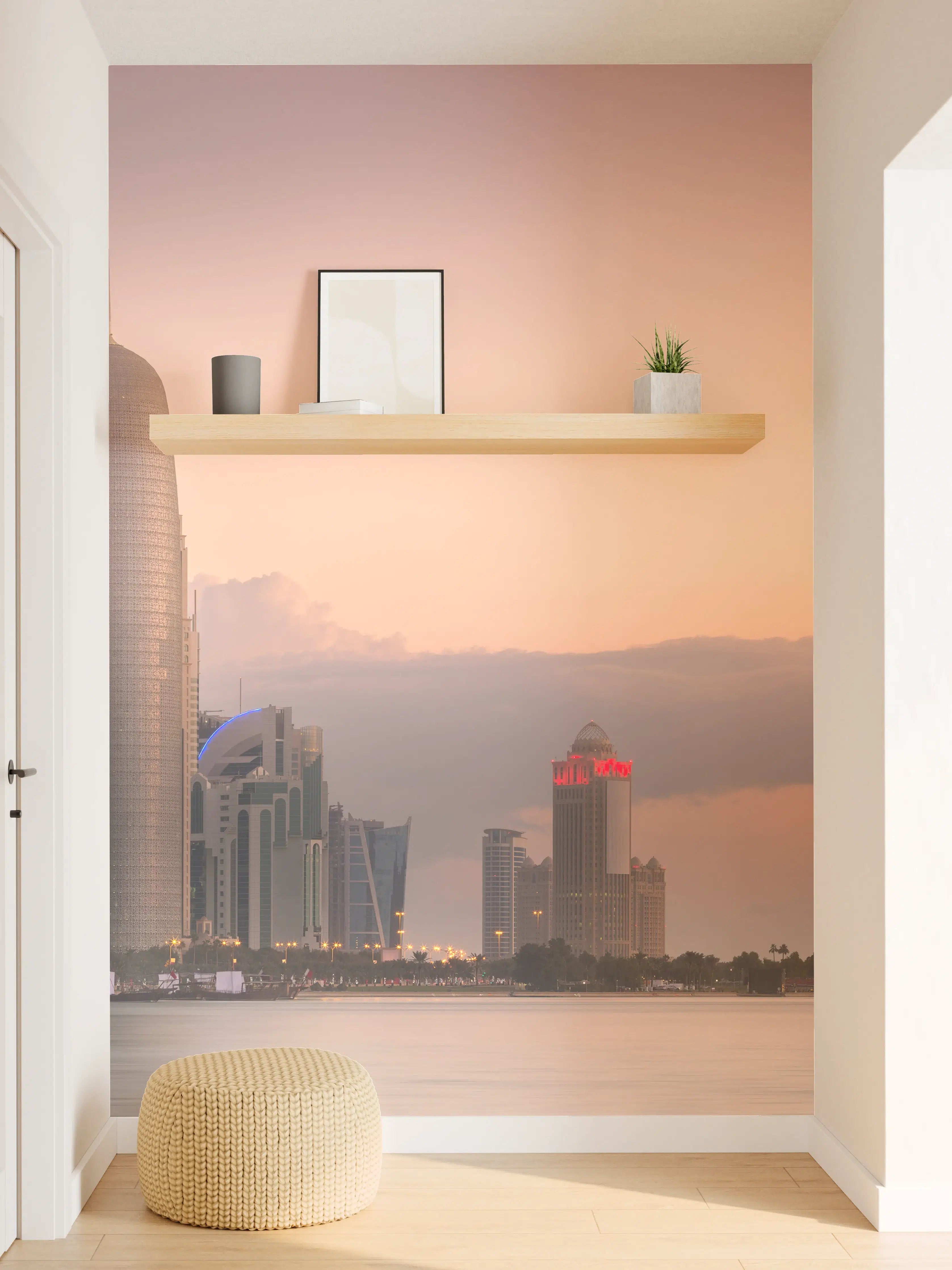 Wandverkleidung Flur - Die Skyline von West Bay und Doha City