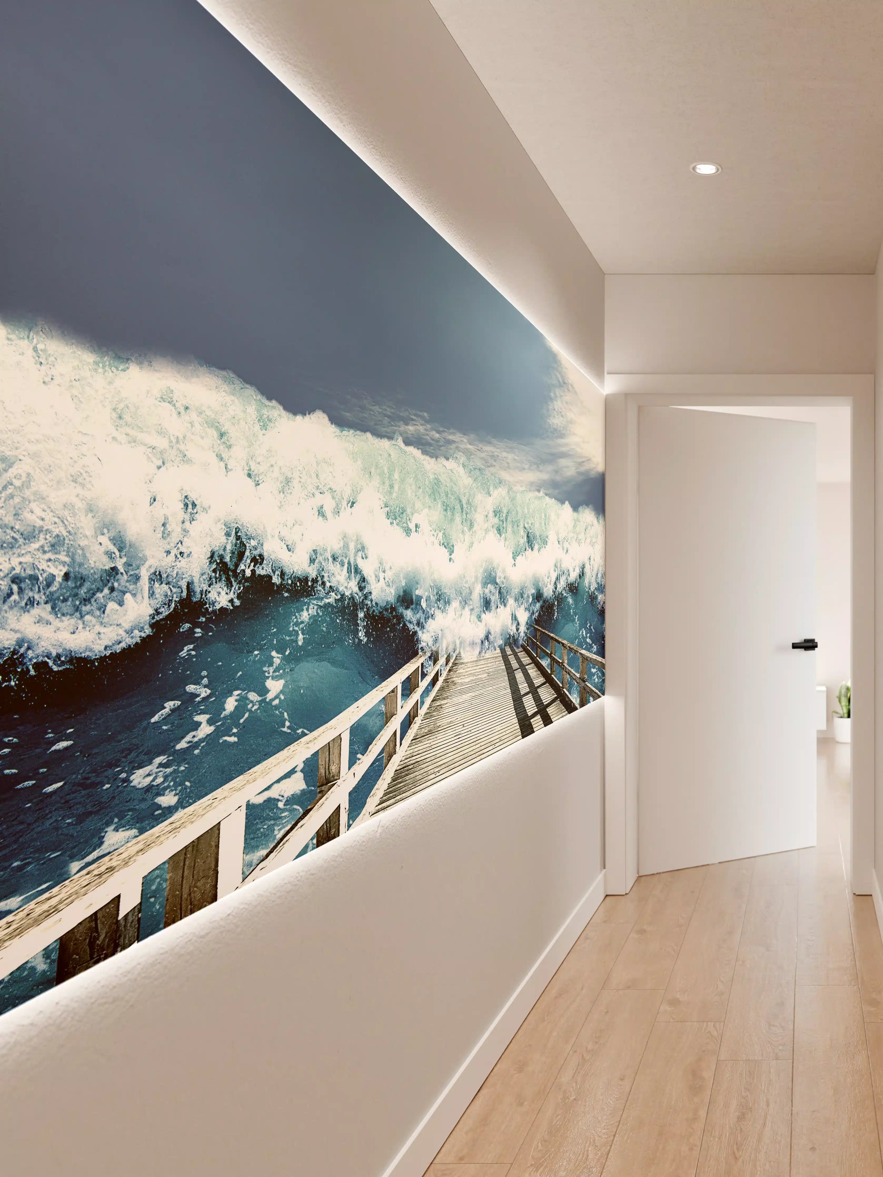 Wandverkleidung Flur - Dramatischer Meeresblick mit Steg