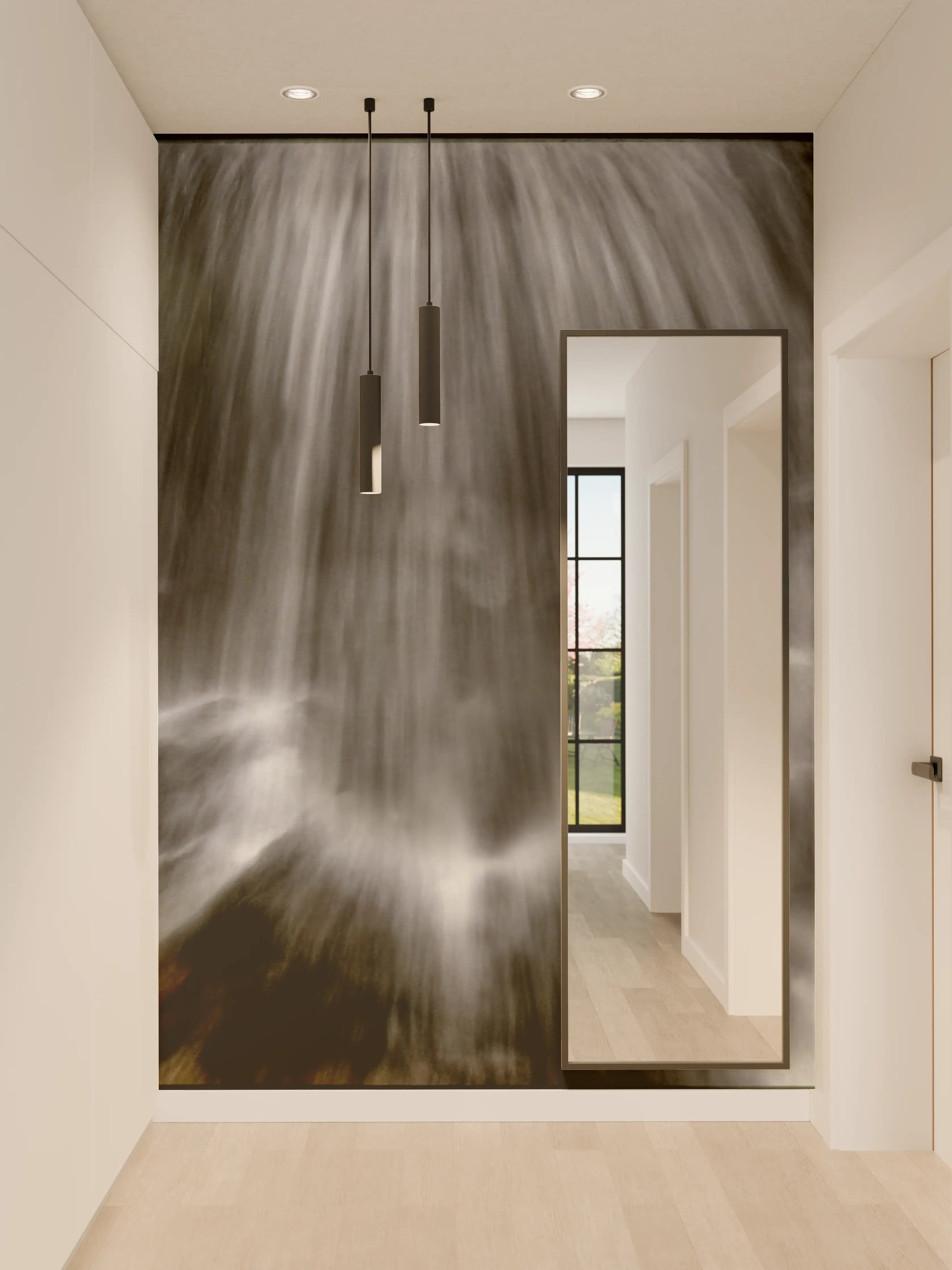 Wandverkleidung Flur - Dramatischer Wasserfall mit Bewegungseffekt