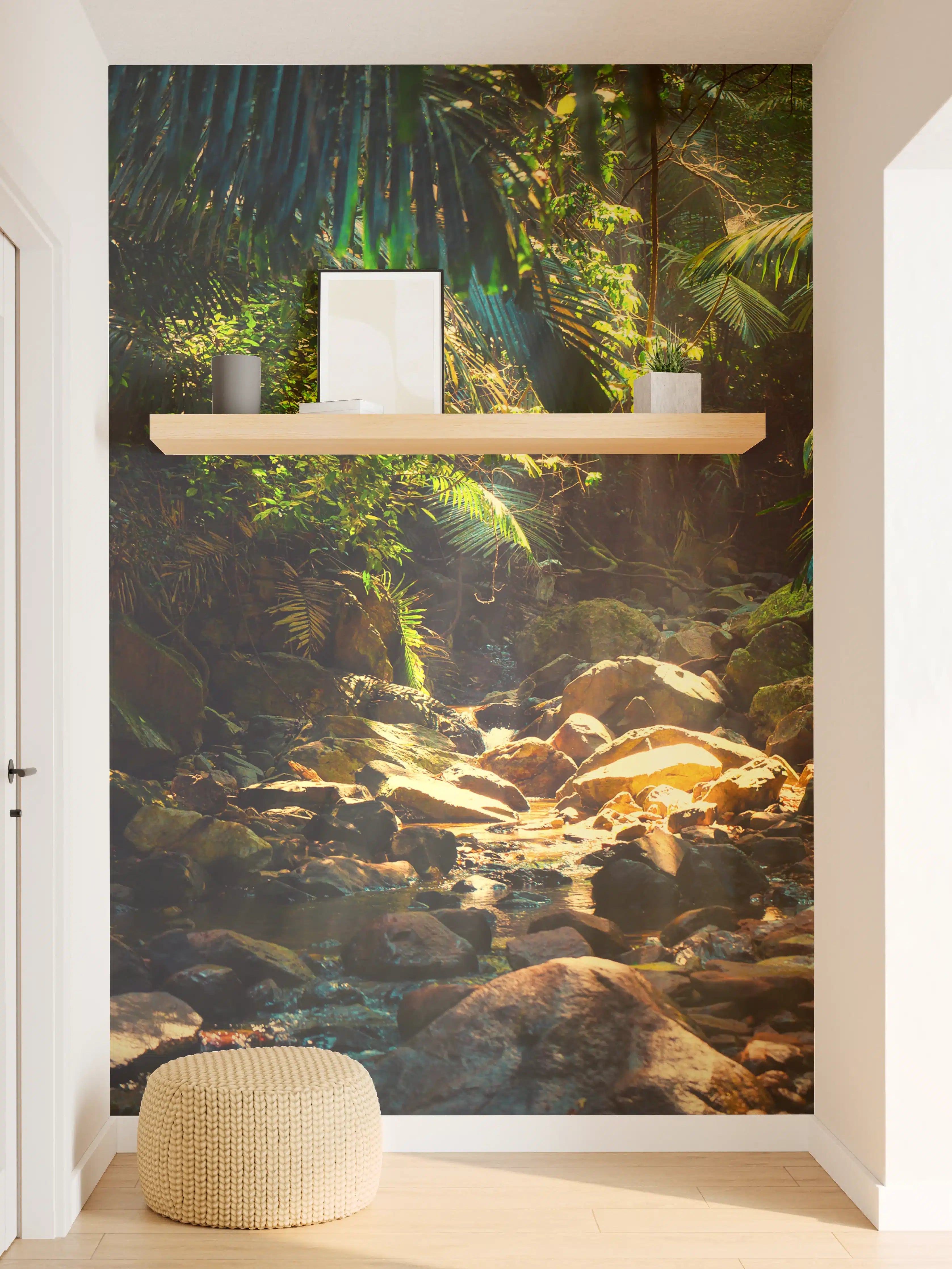 Wandverkleidung Flur - Dschungel Wasserfall naturbelassen