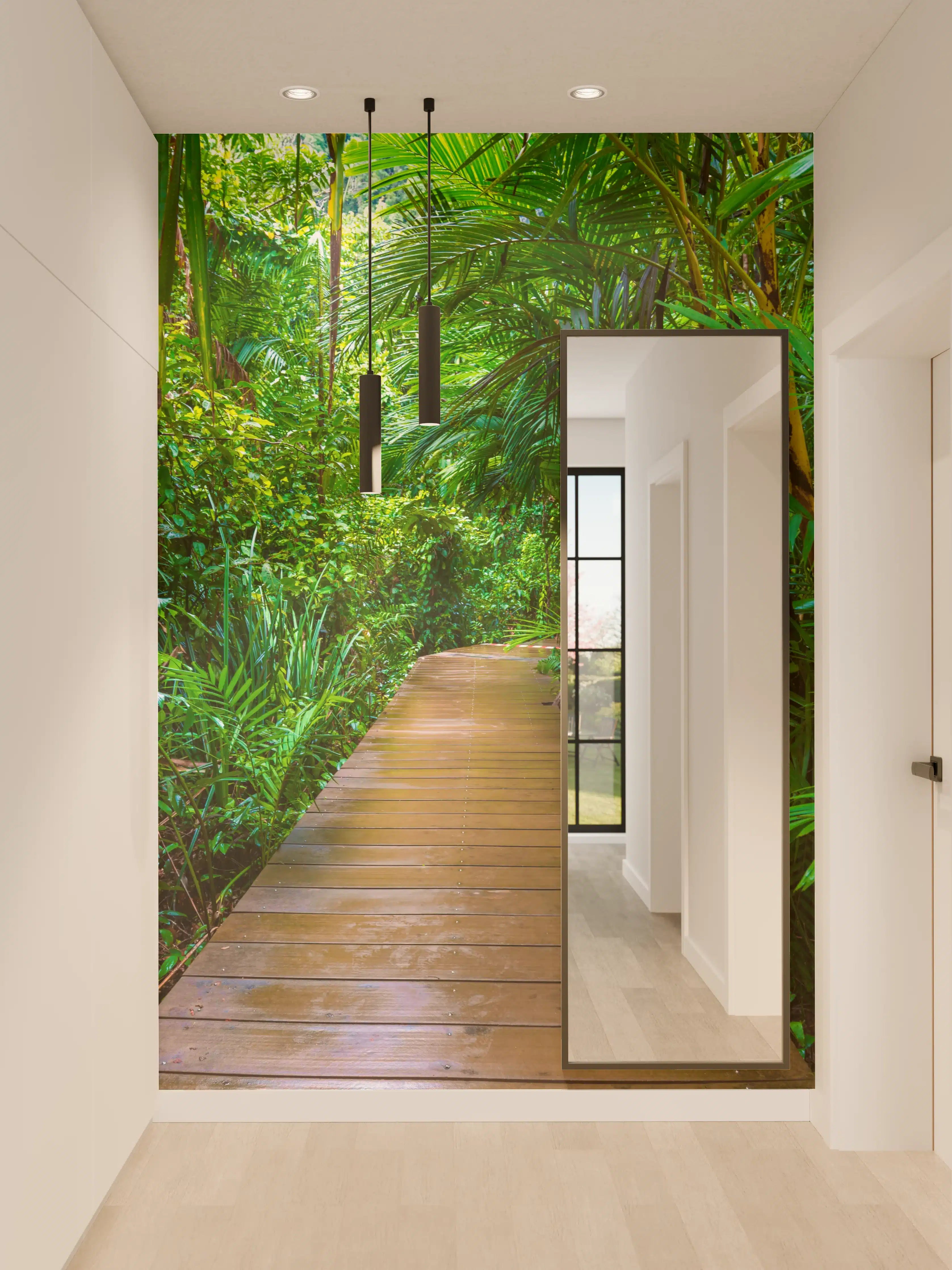 Wandverkleidung Flur - Dschungelpfad in tropischer Natur