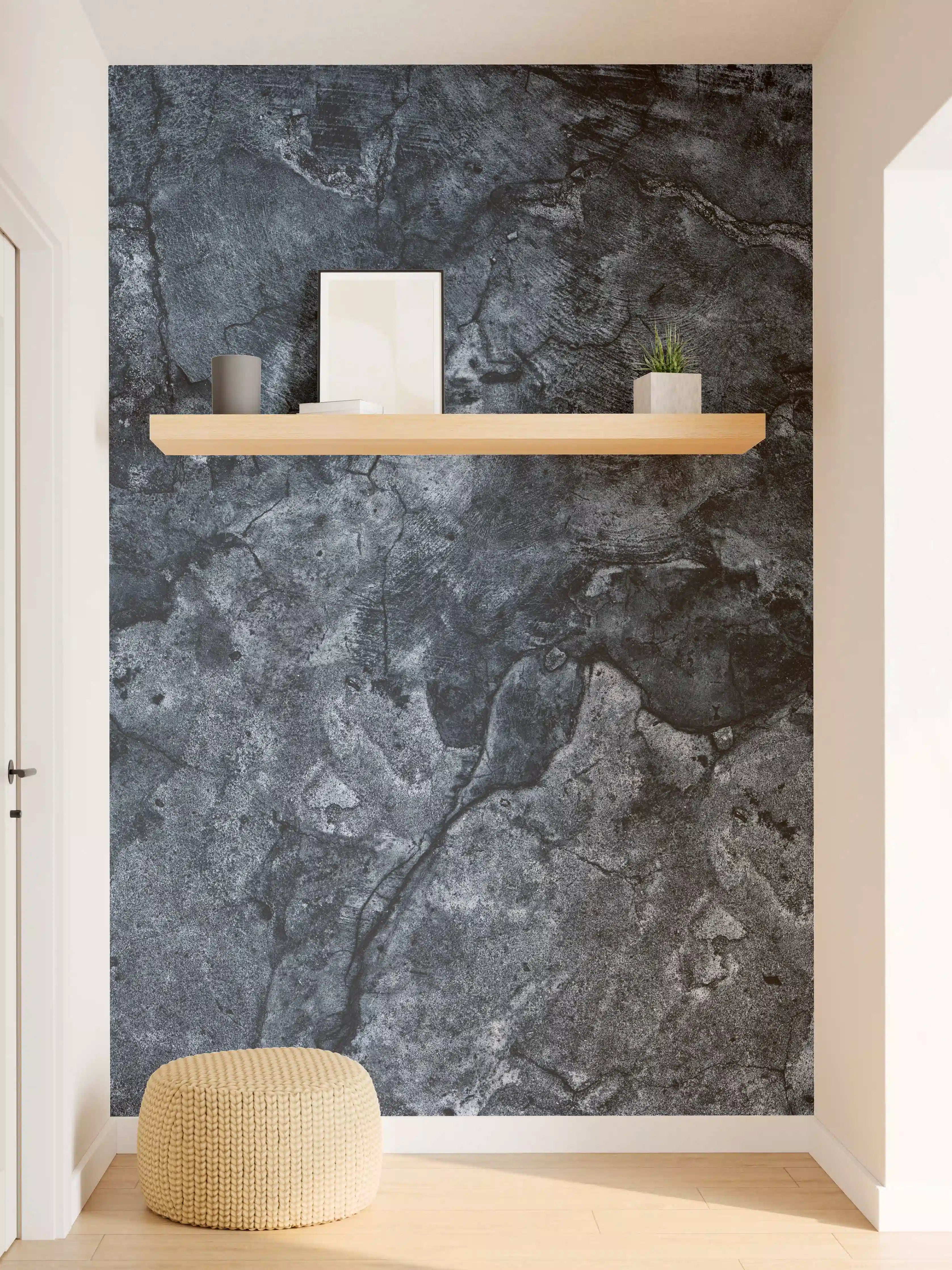 Wandverkleidung Flur - Dunkelblaue beschädigte Betonwand