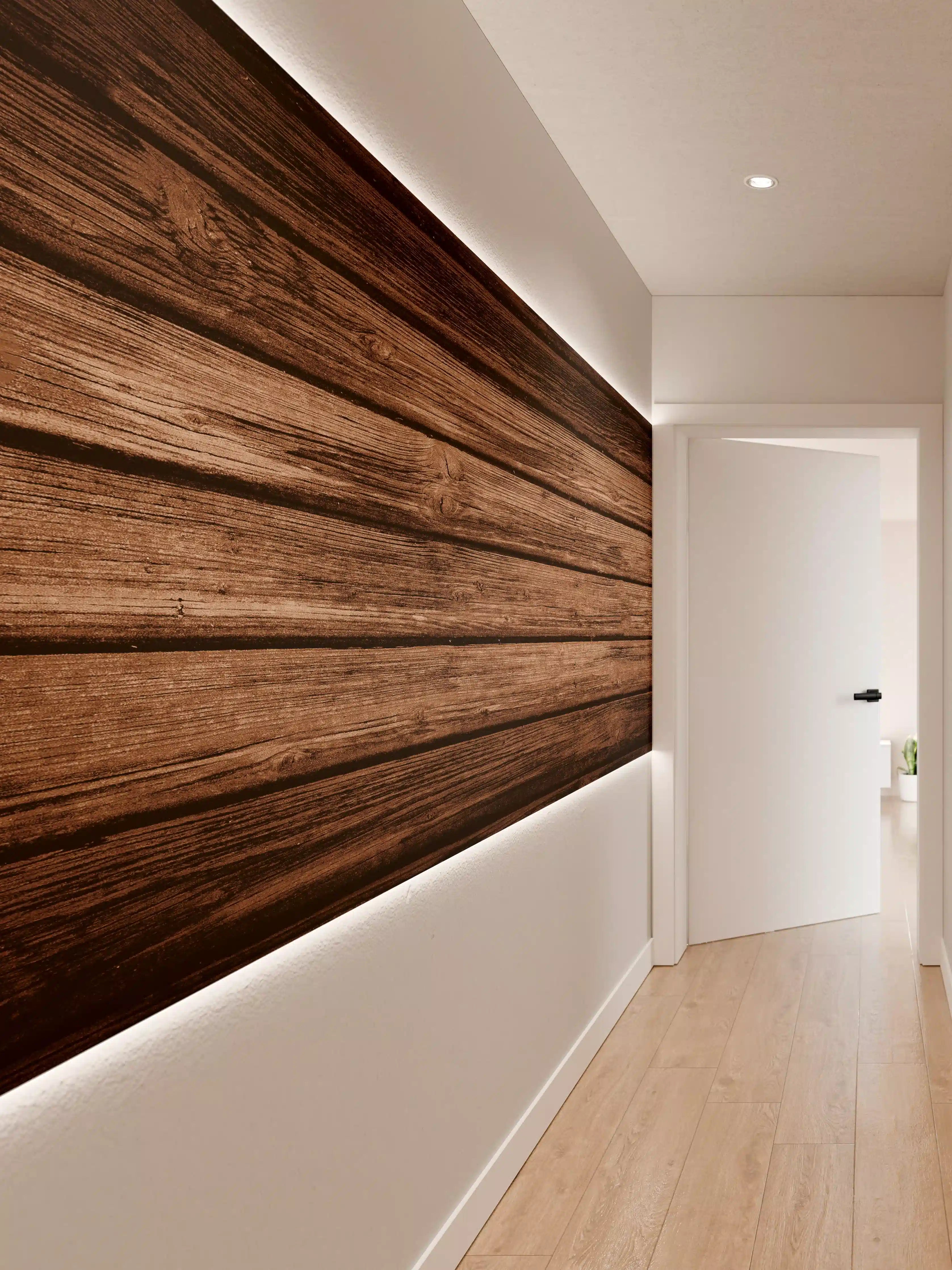Wandverkleidung Flur - Dunkelbraun-rustikale Holzplanken