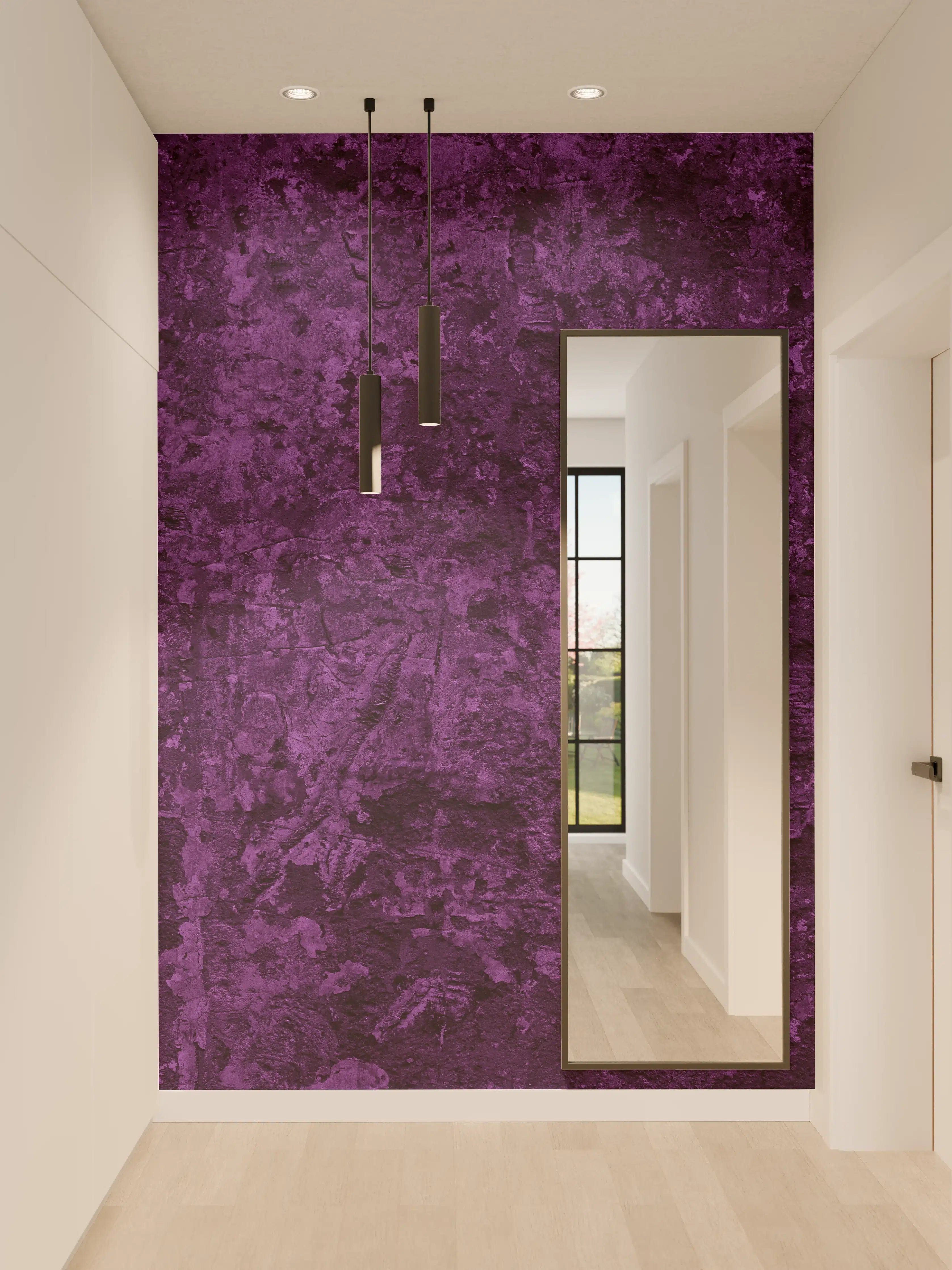 Wandverkleidung Flur - Dunkelviolette grobe Wandtextur