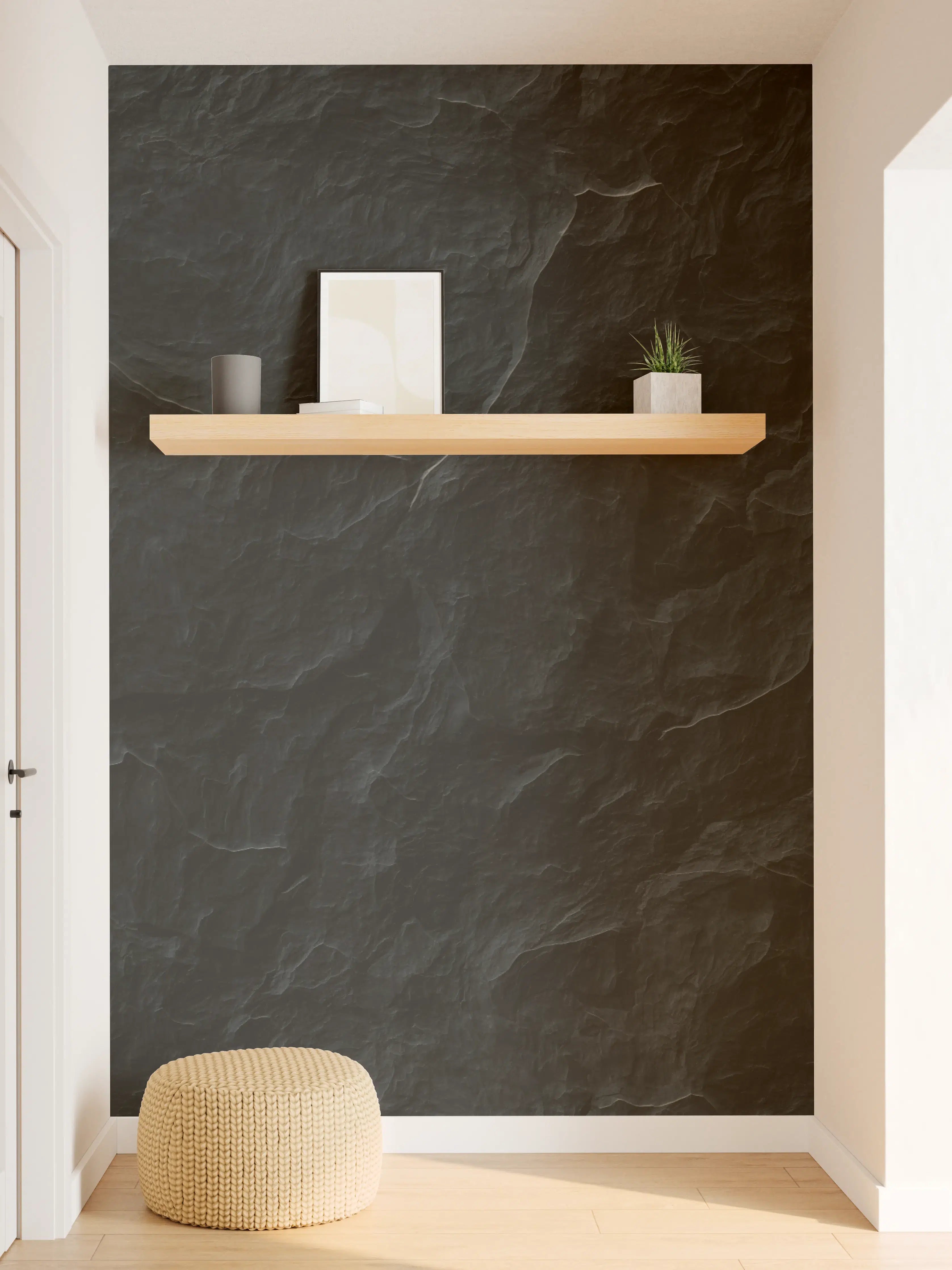 Wandverkleidung Flur - Dunkle, texturierte Oberfläche