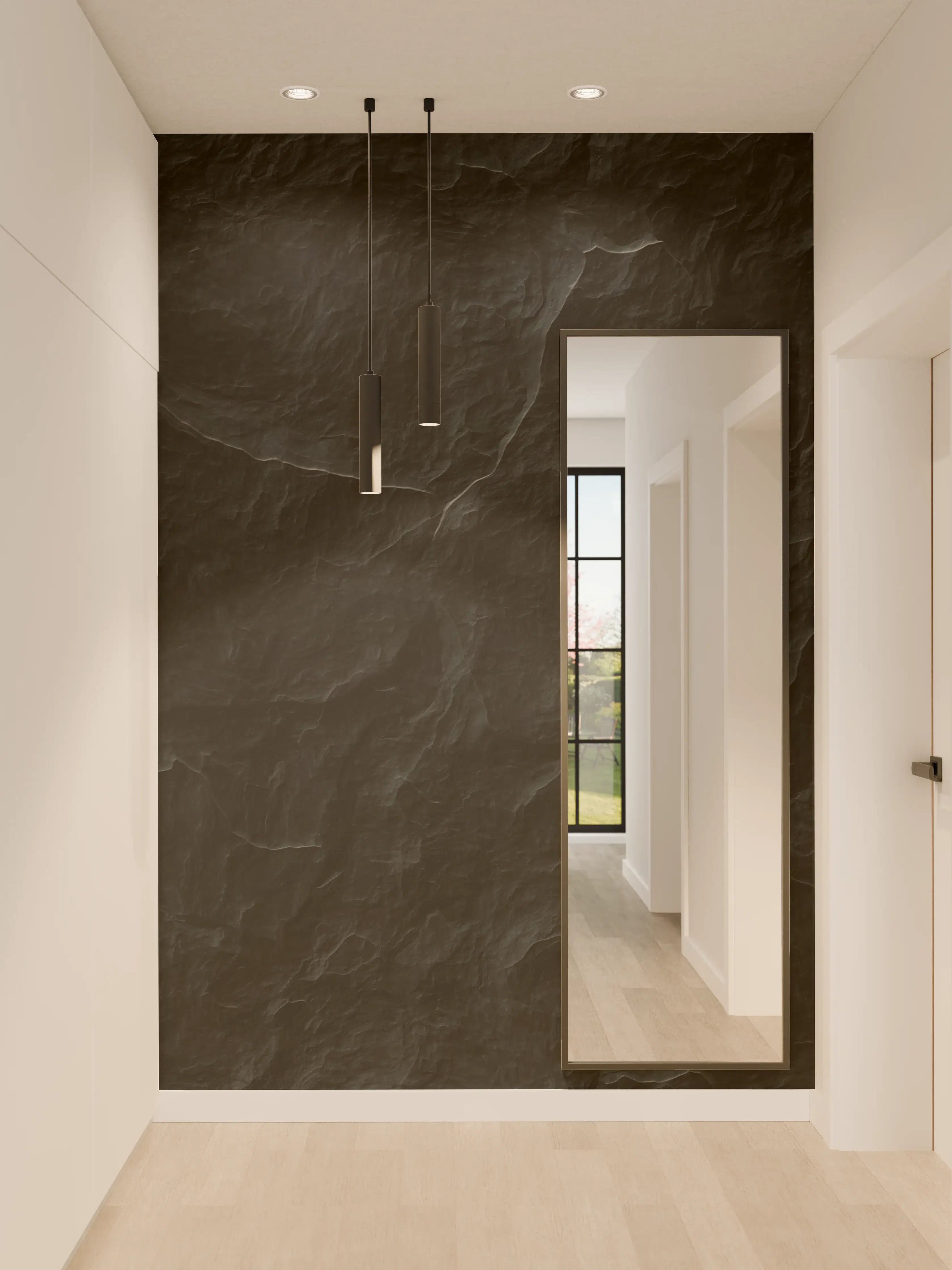 Wandverkleidung Flur - Dunkle, texturierte Oberfläche