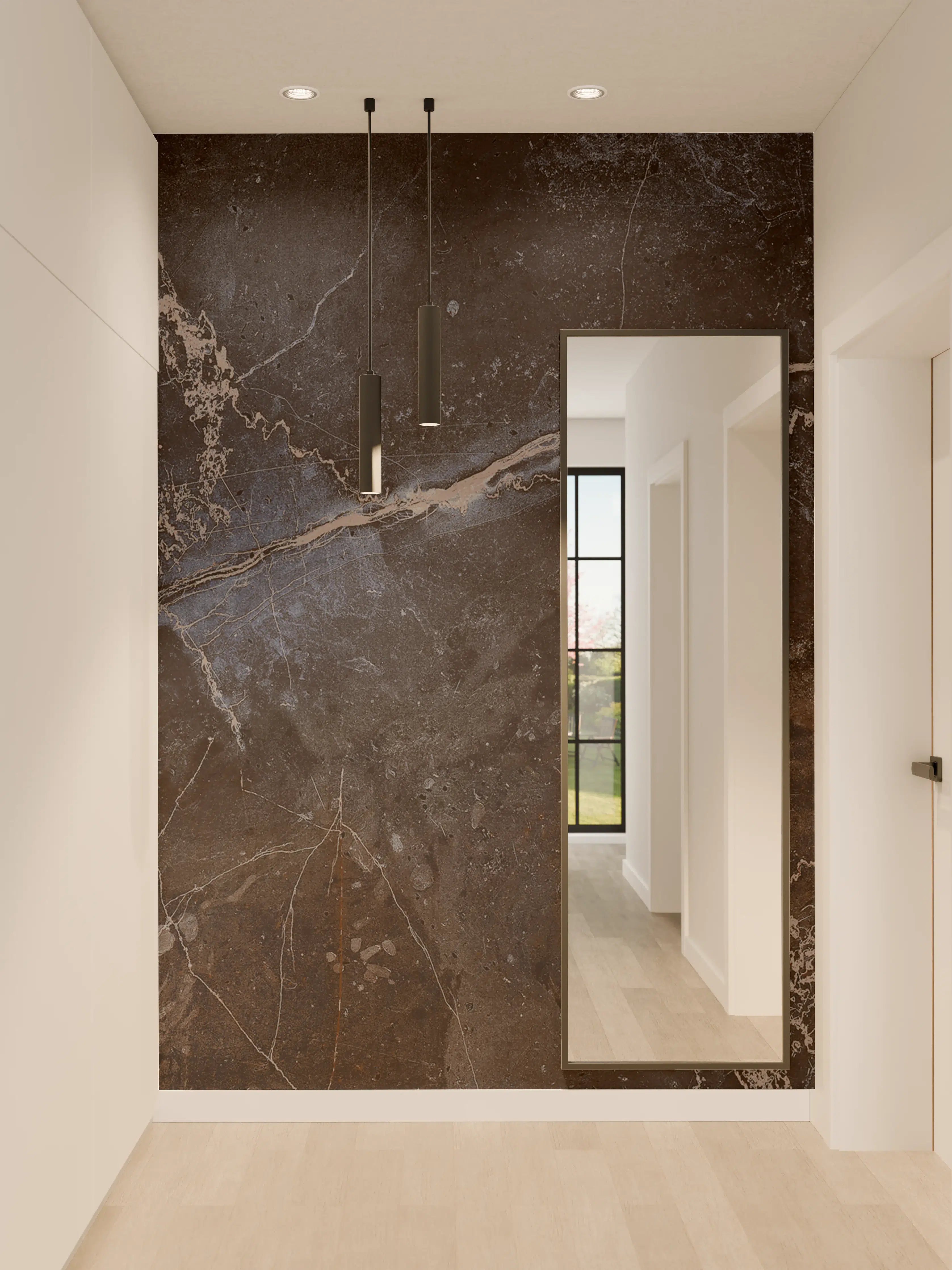 Wandverkleidung Flur - Dunkler Marmor