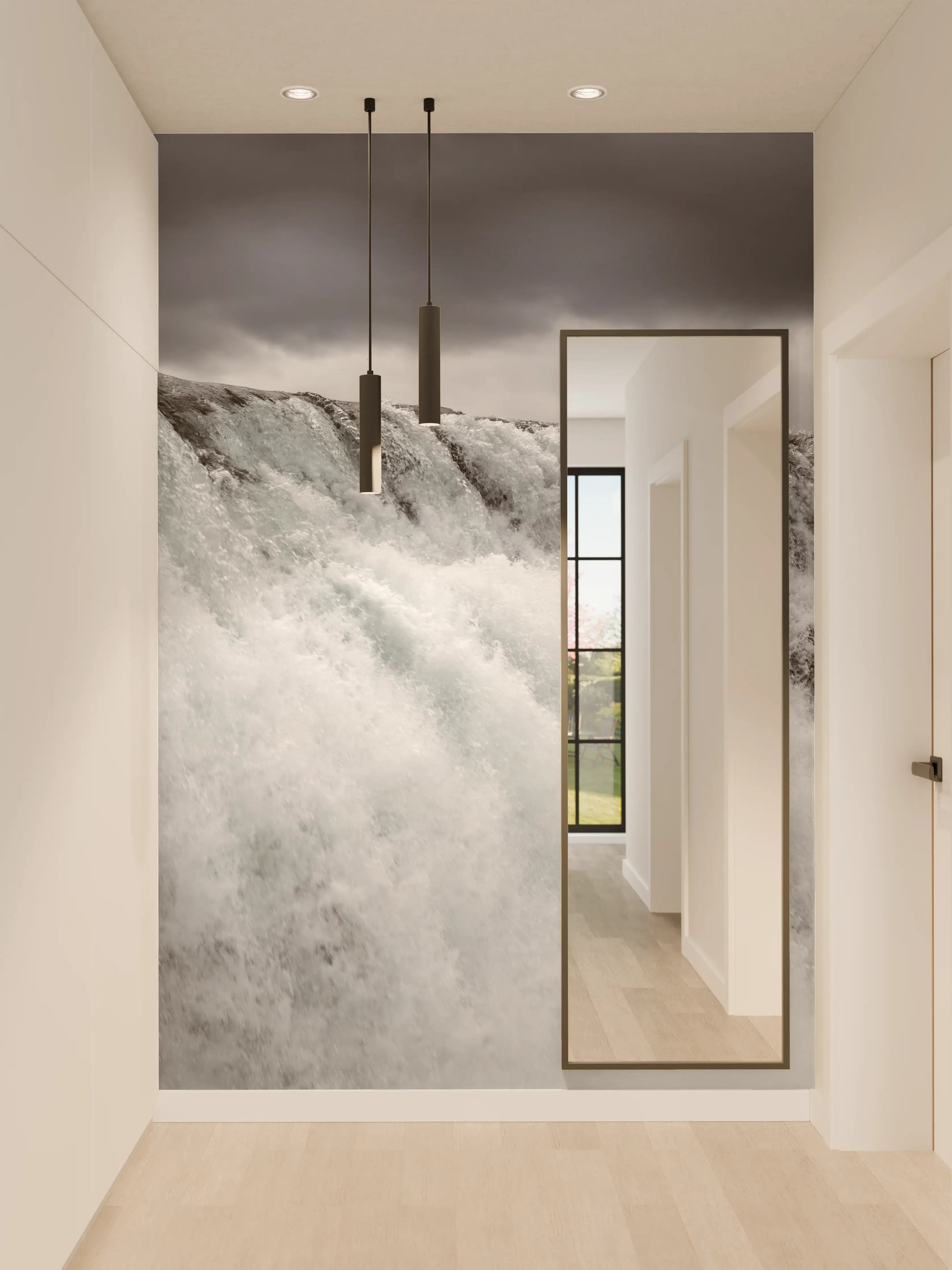 Wandverkleidung Flur - Dunkler Wasserfall