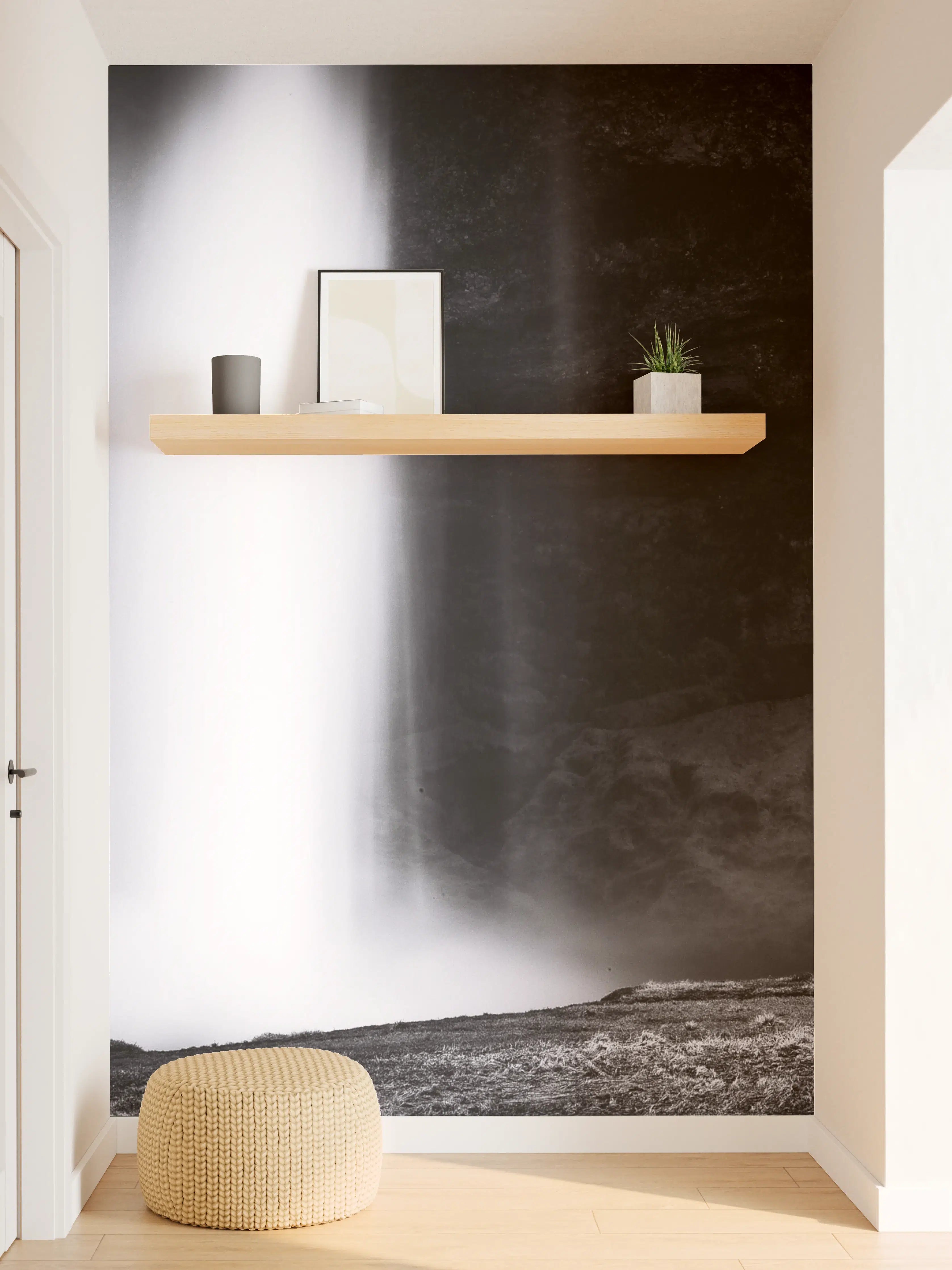 Wandverkleidung Flur - Dunkler Wasserfall im Schatten