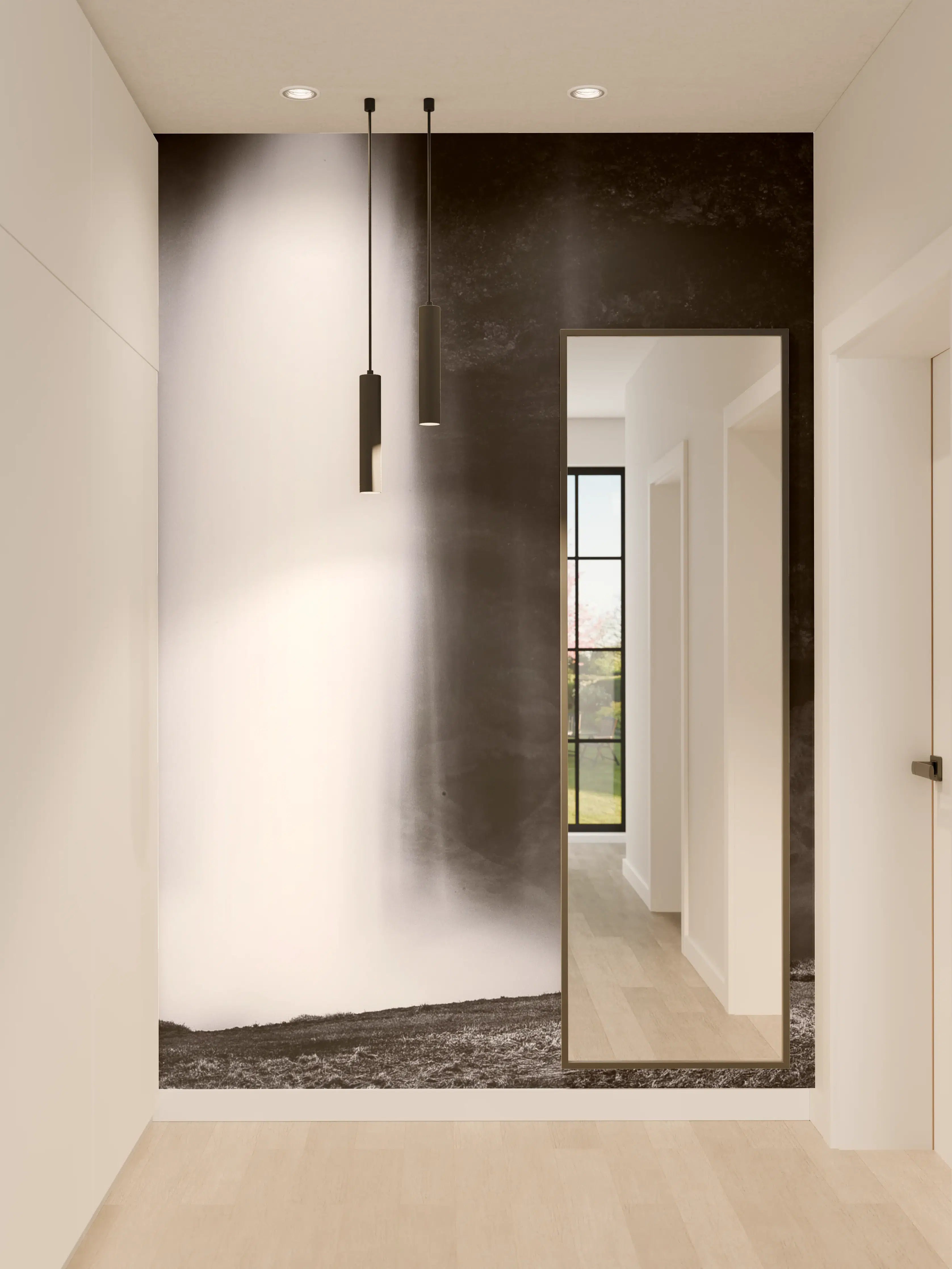 Wandverkleidung Flur - Dunkler Wasserfall im Schatten